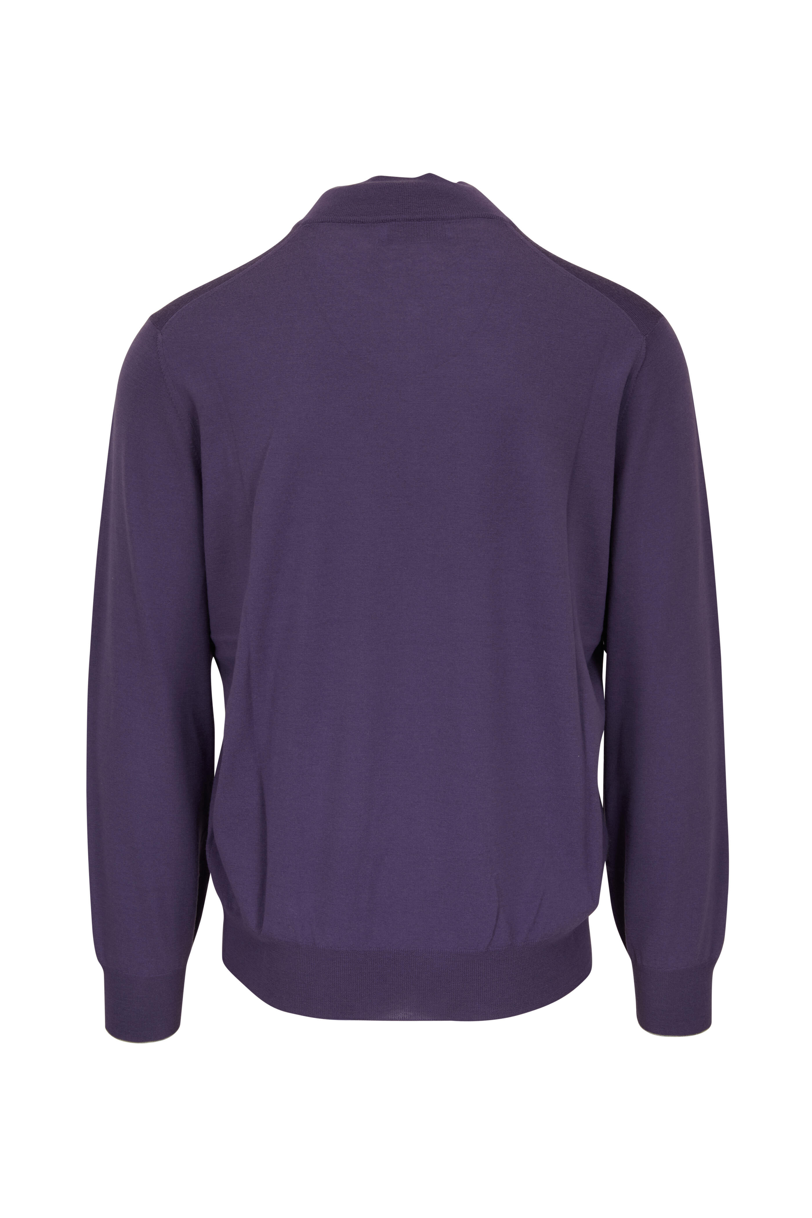 Brunello Cucinelli Purple Cashmere Wool Quarter Zip Pullover