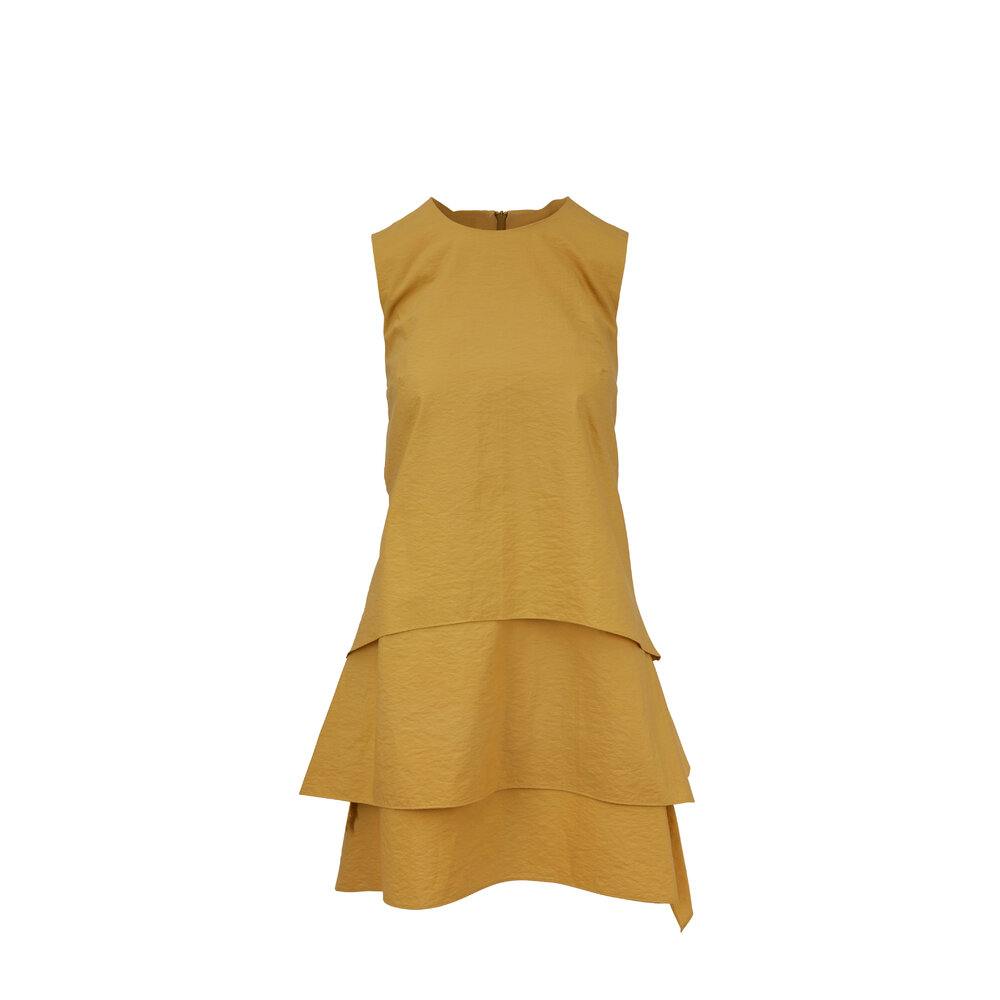 Brunello Cucinelli Exclusive Saffron Cotton Tiered Hem Dress