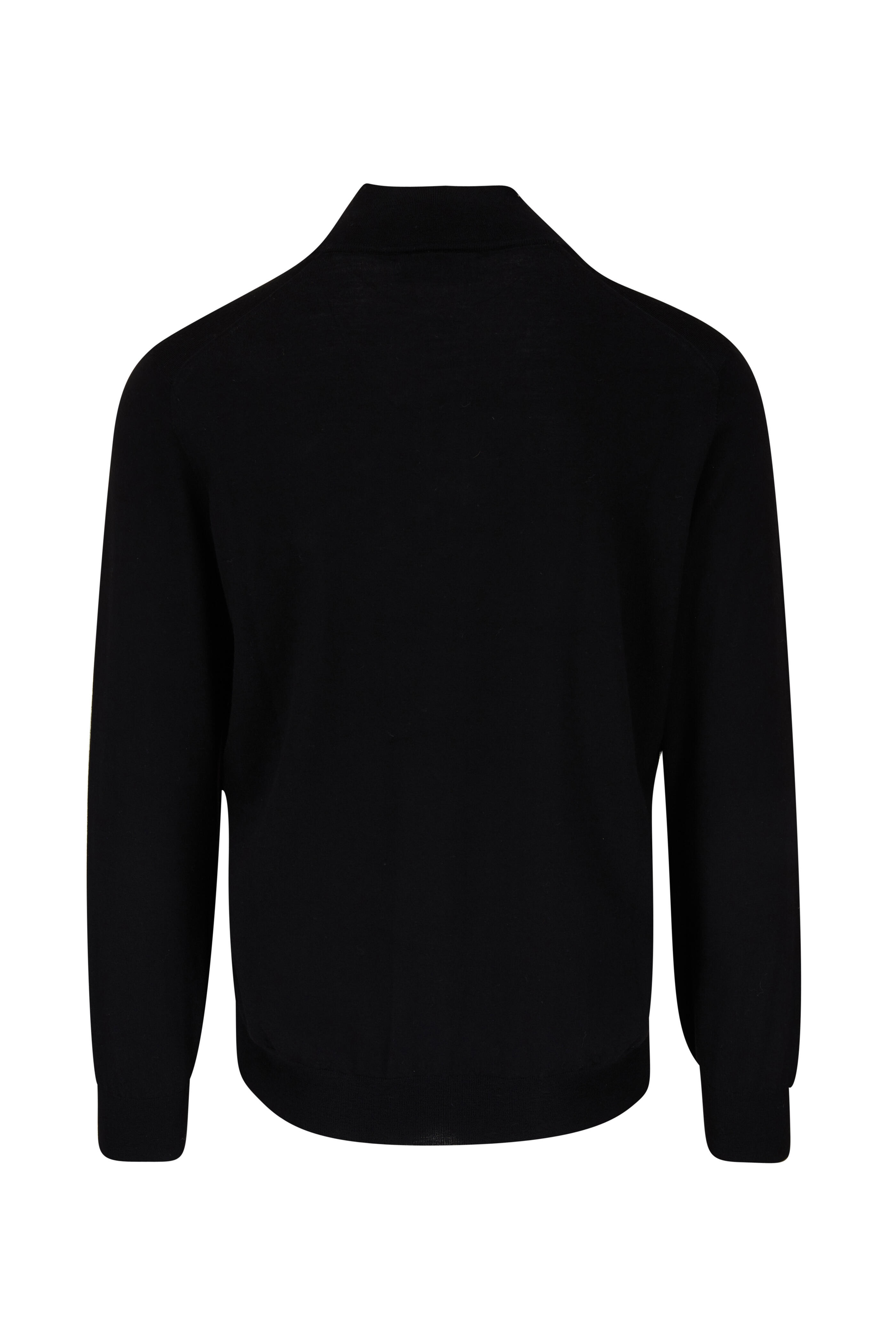 Brunello Cucinelli Black Cashmere Wool Quarter Zip Pullover