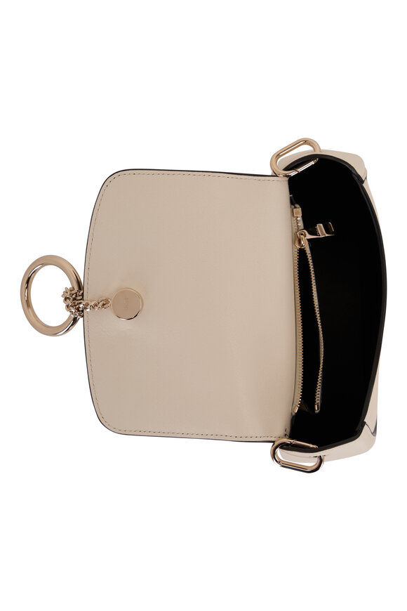 Chlo Arlene Small White Black Leather Crossbody Bag