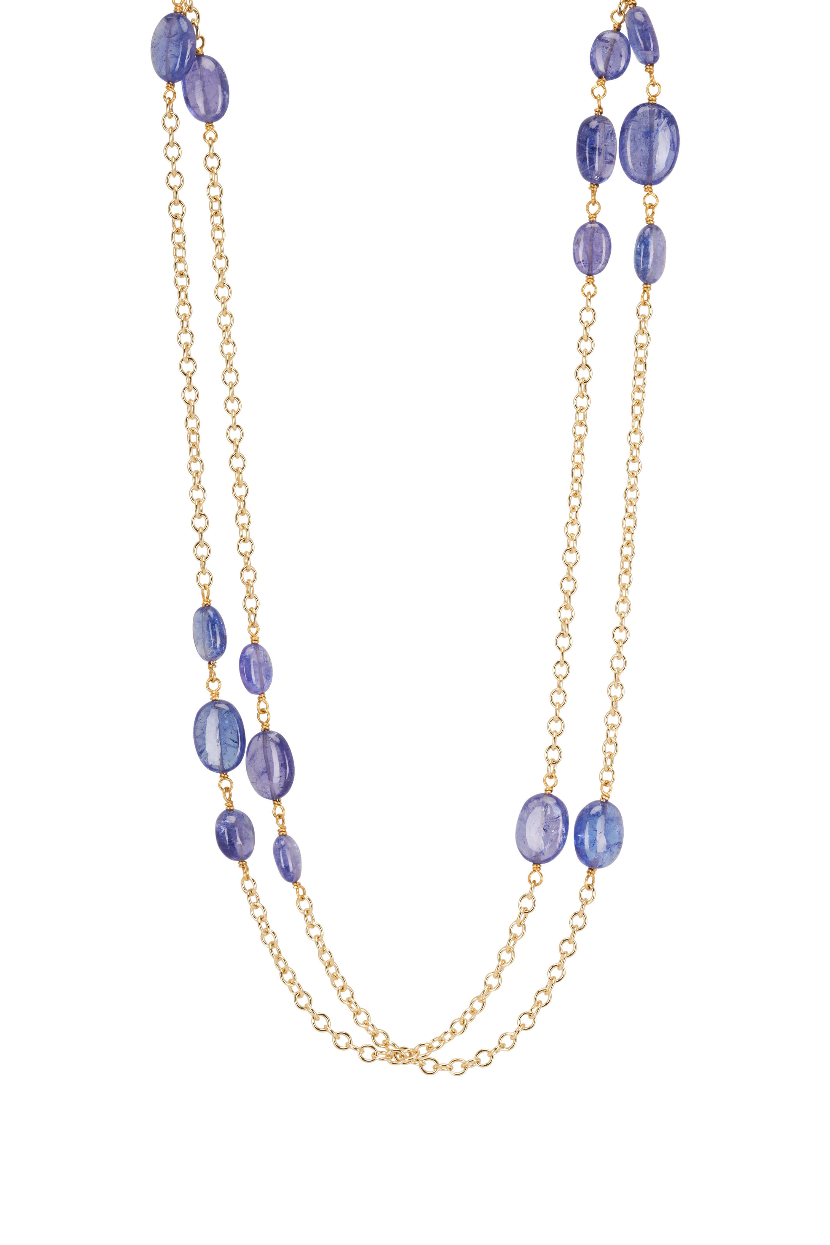 Caroline Ellen Tanzanite Bead Station Chain Necklace