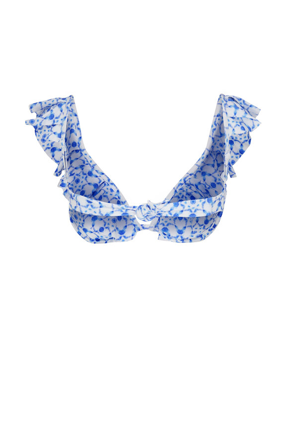 Vilebrequin Lizzy Blue White Ruffle Bikini Top