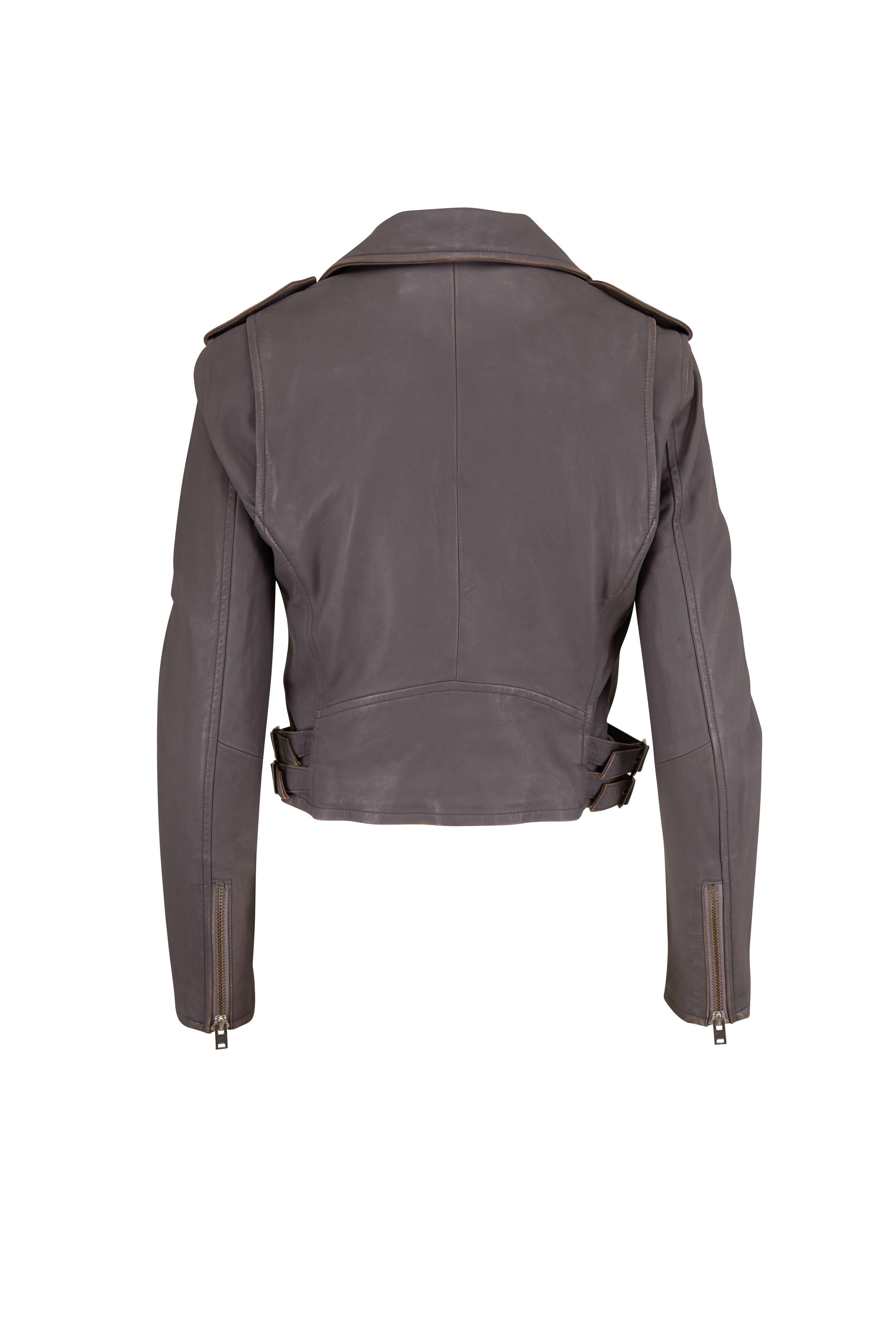 Iro Ashville Dark Gray Leather Moto Jacket Mitchell Stores