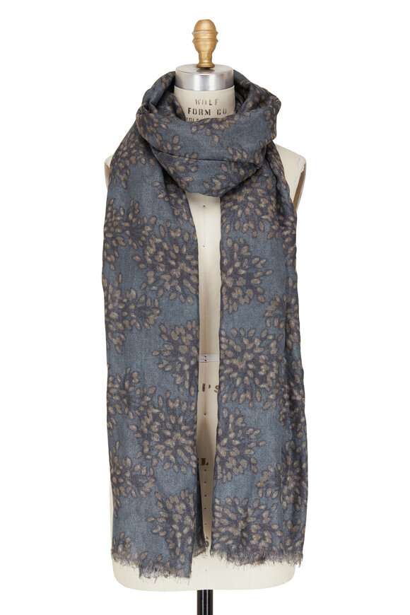 Brunello Cucinelli Blue Floral Print Scarf Mitchell Stores