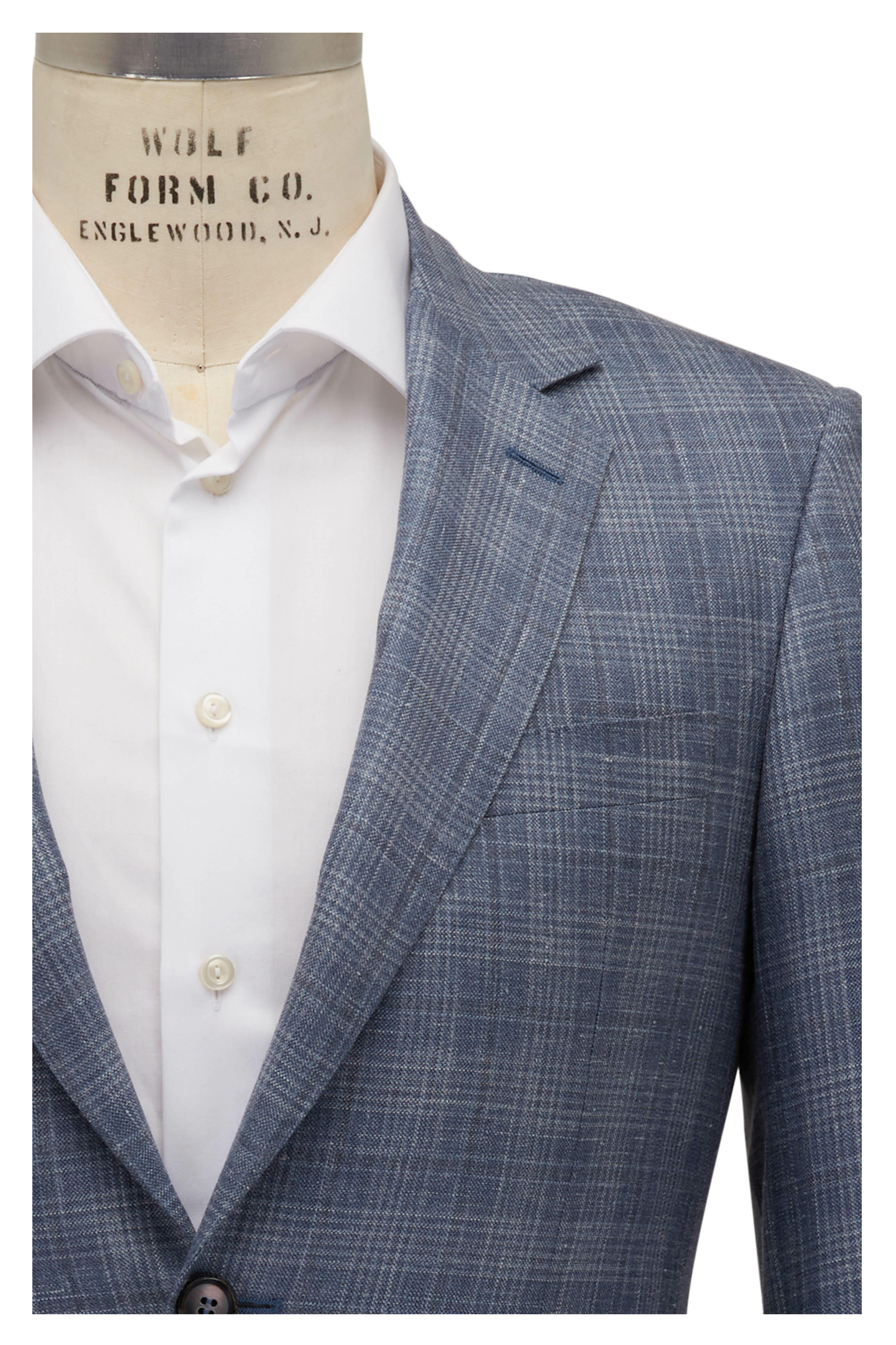 Canali Light Blue Tonal Plaid Sportcoat Mitchell Stores