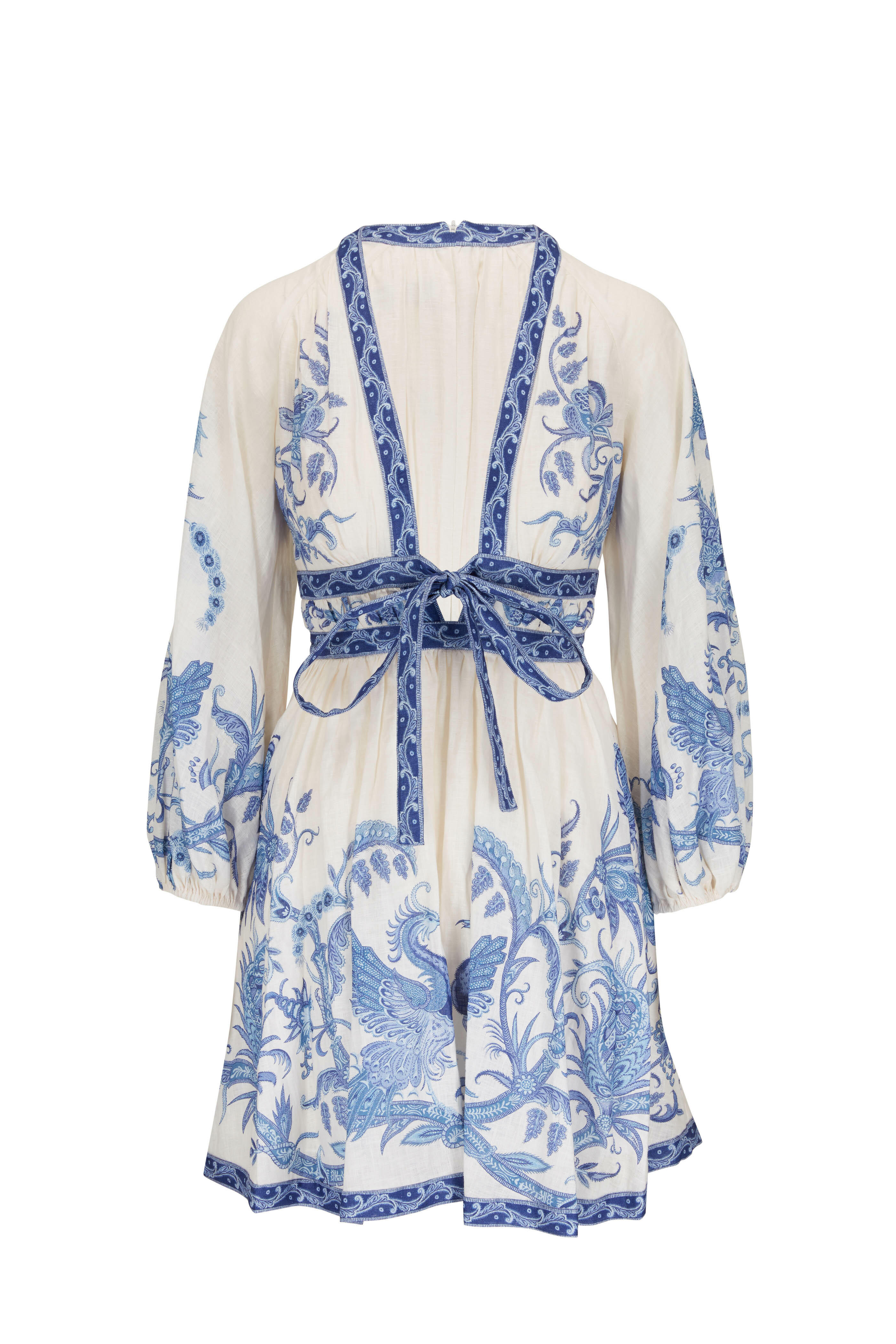 Zimmermann Aliane Blue White Mini Dress Mitchell Stores