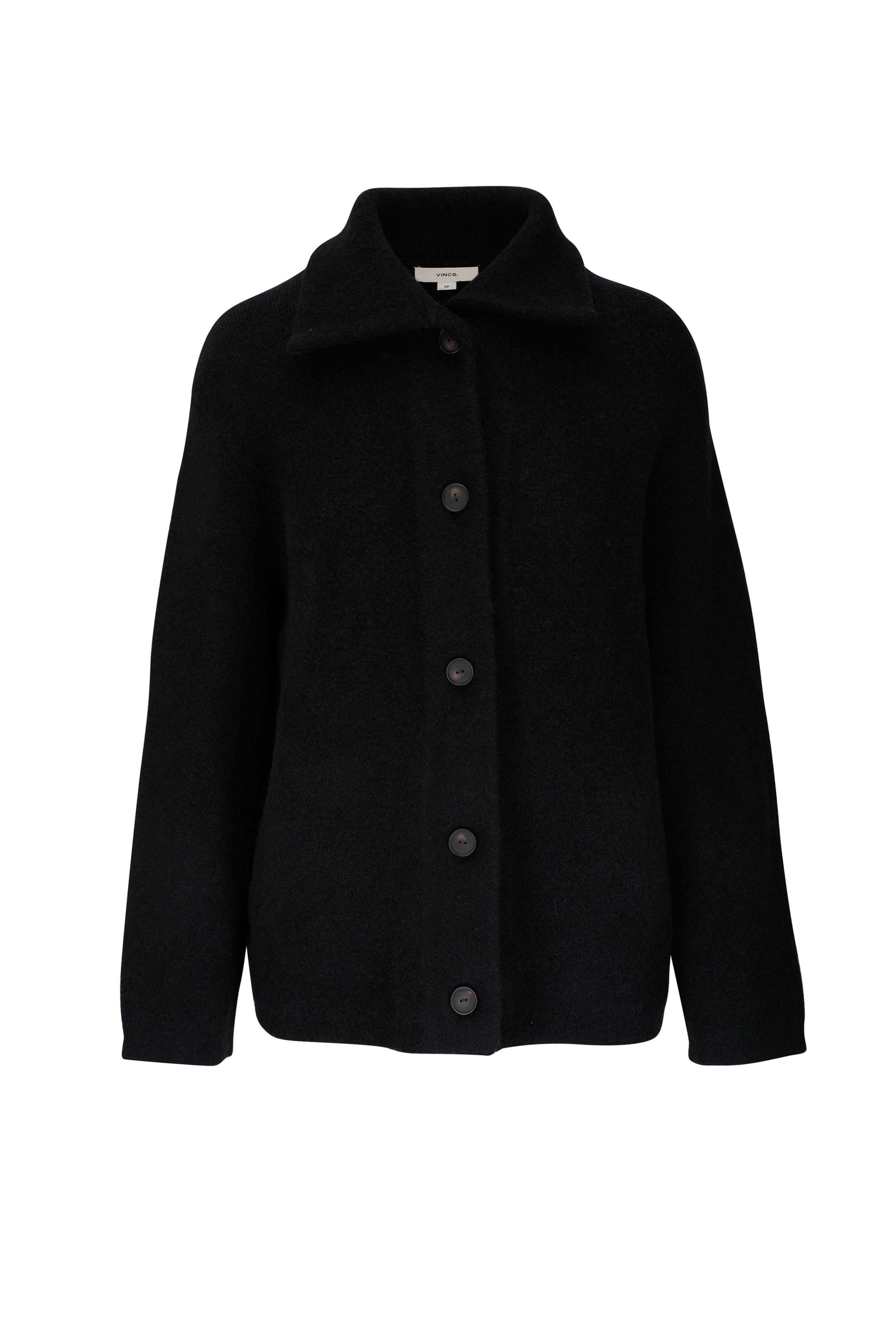 Vince Black Wool Blend Collared Cardigan Mitchell Stores