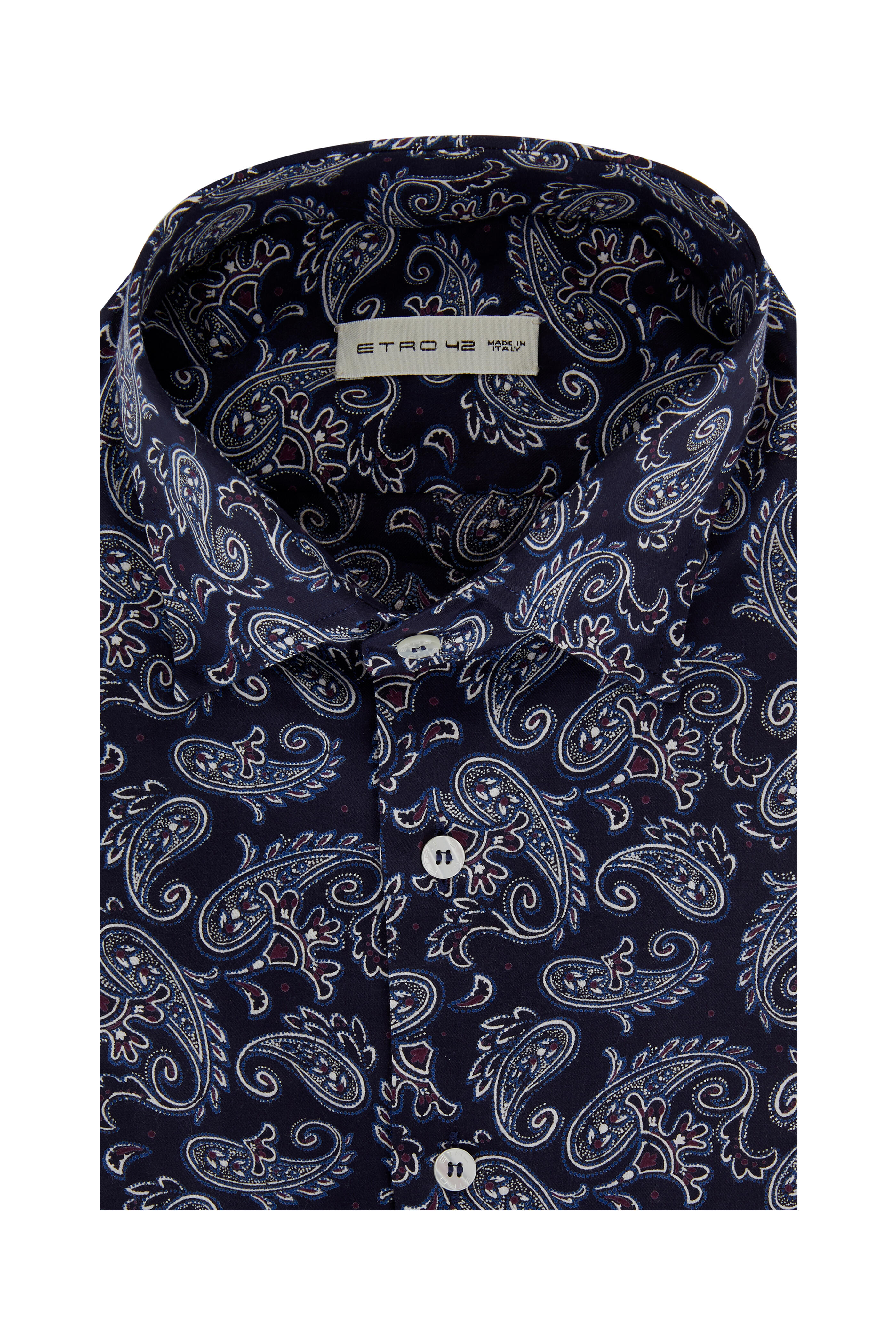 Etro Navy Blue Paisley Sport Shirt Mitchell Stores