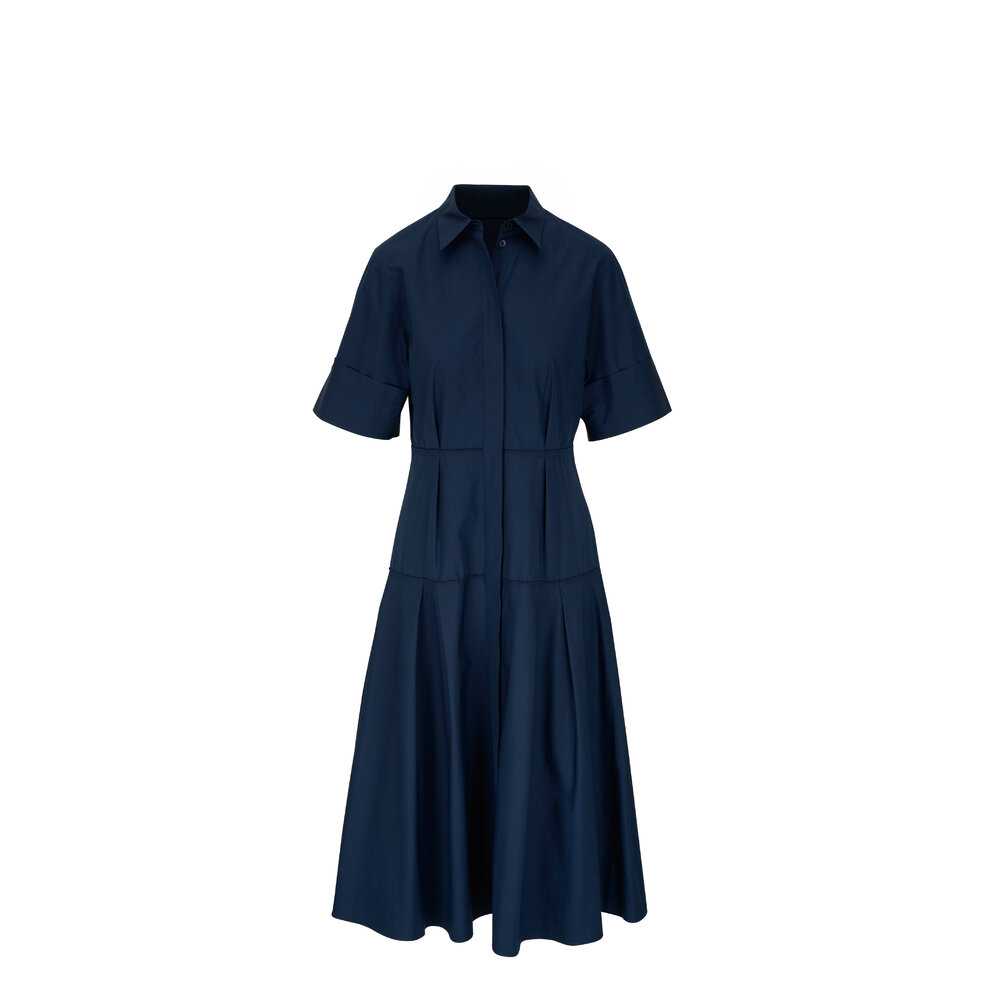 Lafayette New York Midnight Blue Organic Cotton Midi Dress