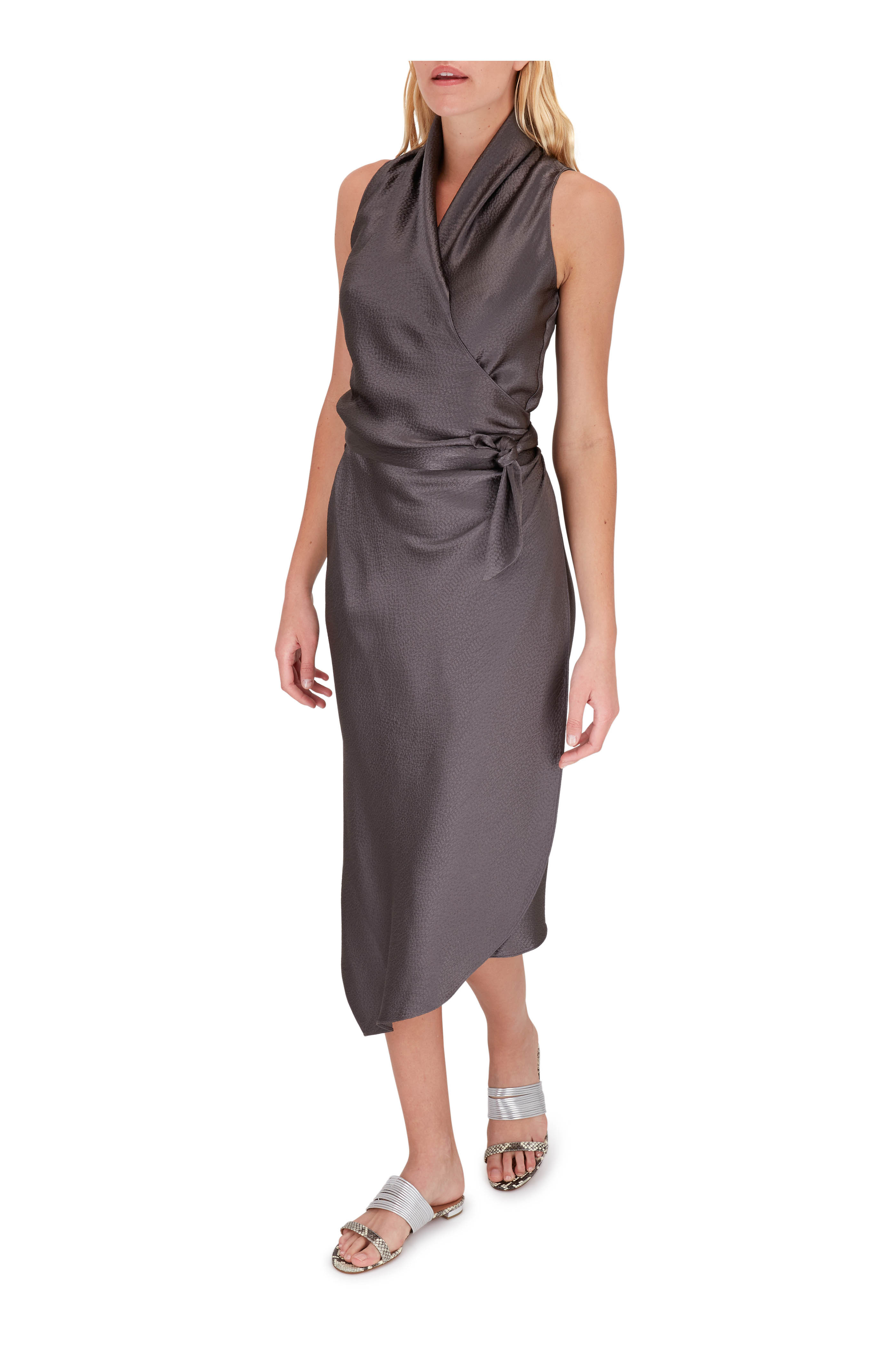 satin silk wrap dress