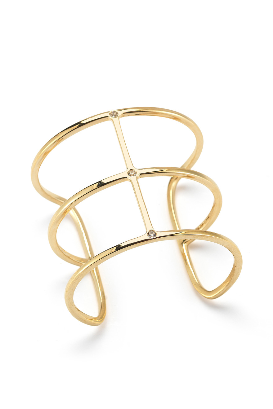 Berlin Gold Plated Multi Band Topaz Cuff Bracelet