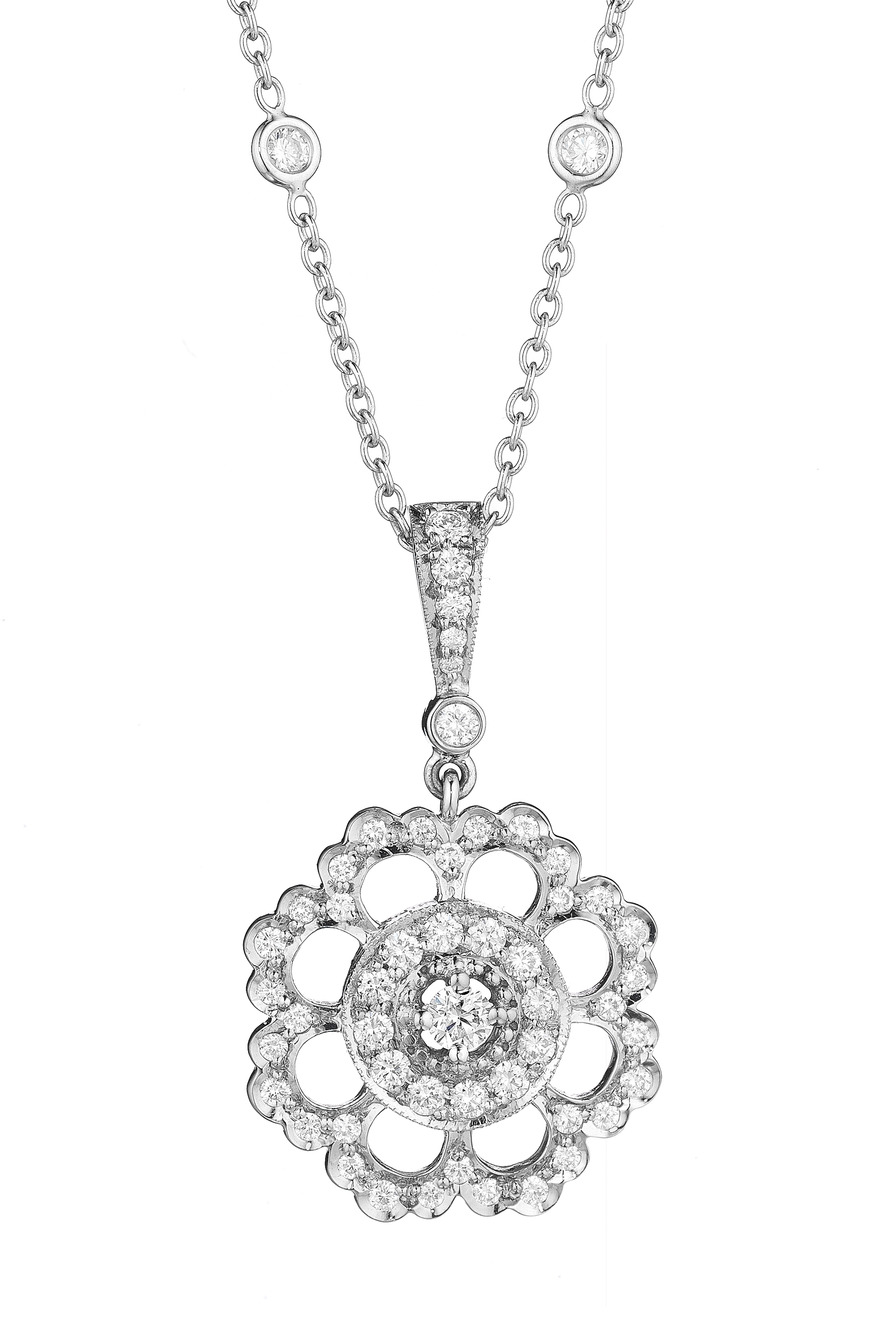 White Gold Medium Scalloped Edge Diamond Enhancer