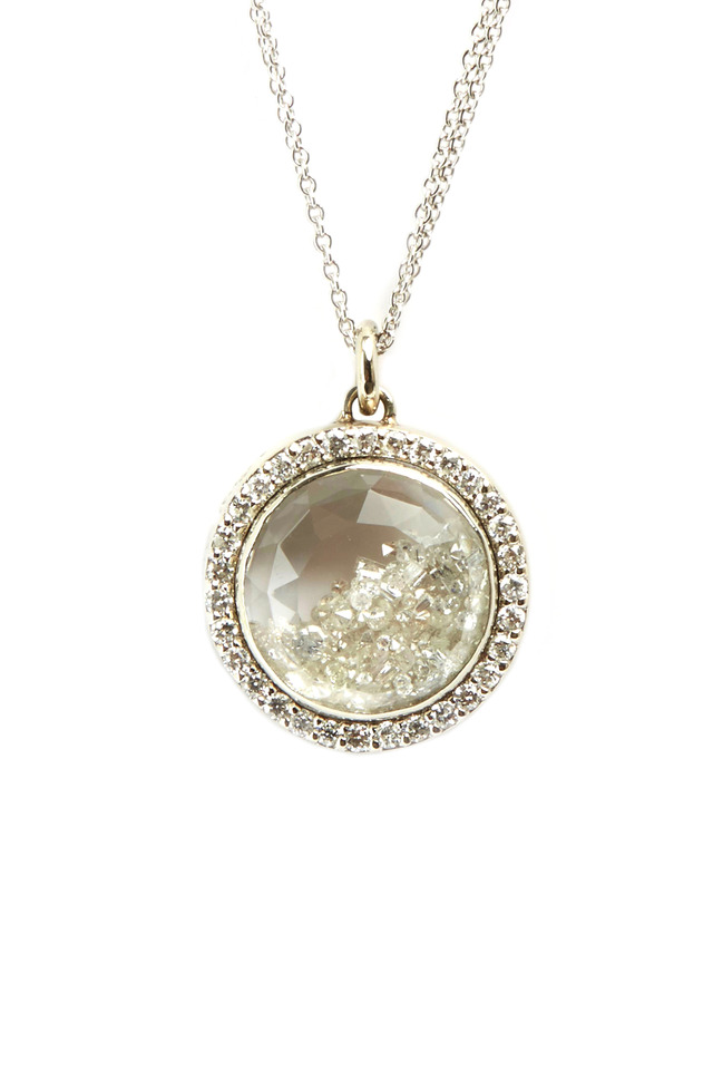 White Gold Diamond Rimmed Shake Necklace