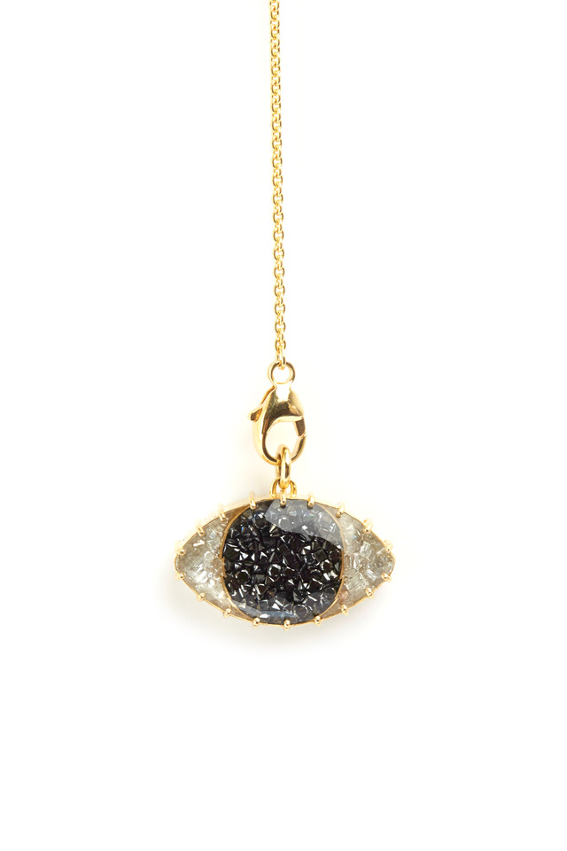 Gold Third Eye Black & White Diamond Necklace