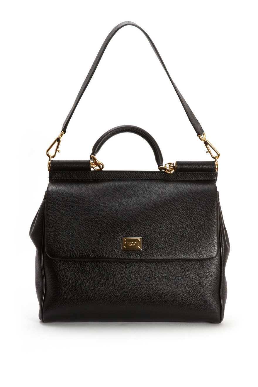 Miss Sicily Black Leather Medium Satchel