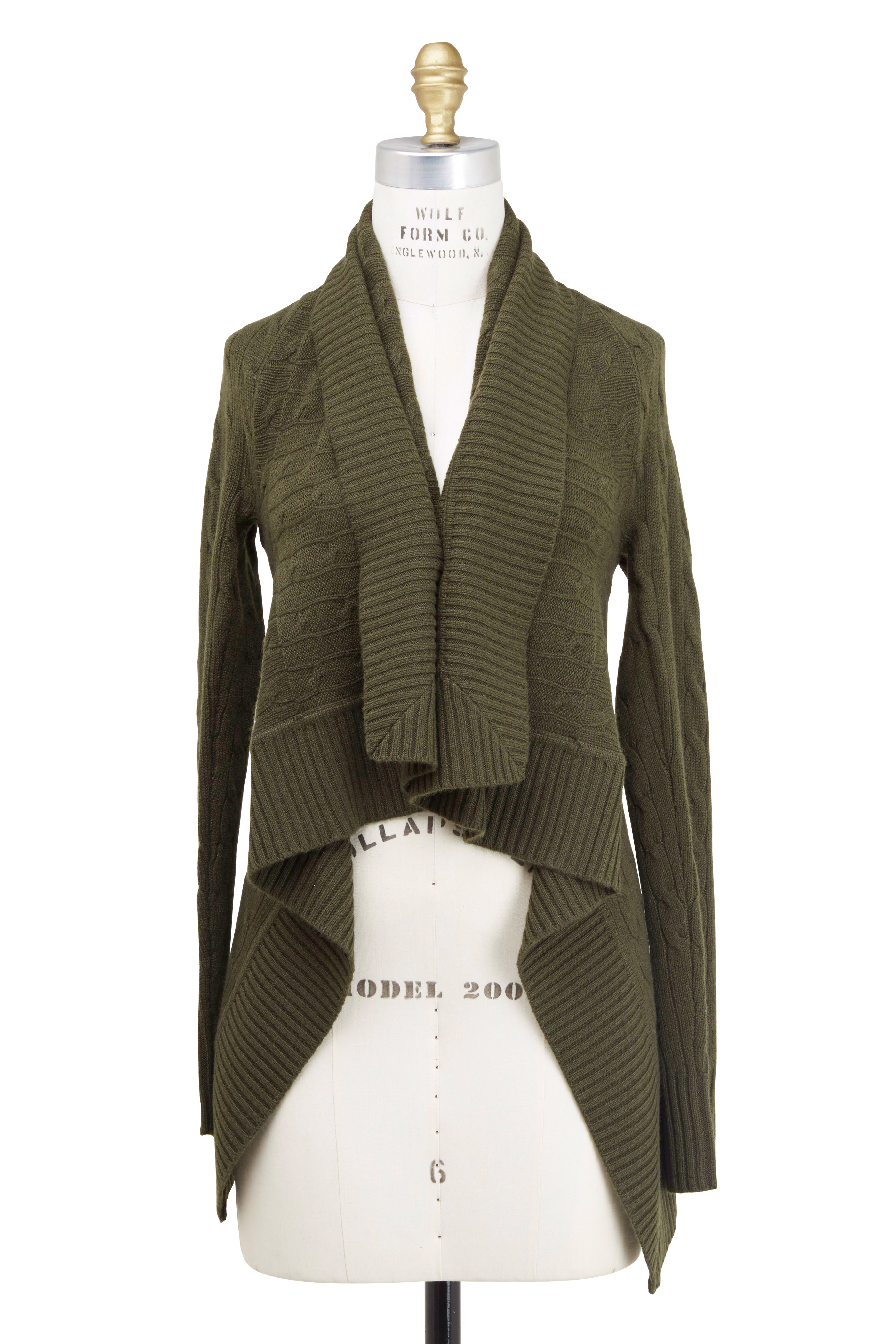 olive green cashmere cardigan