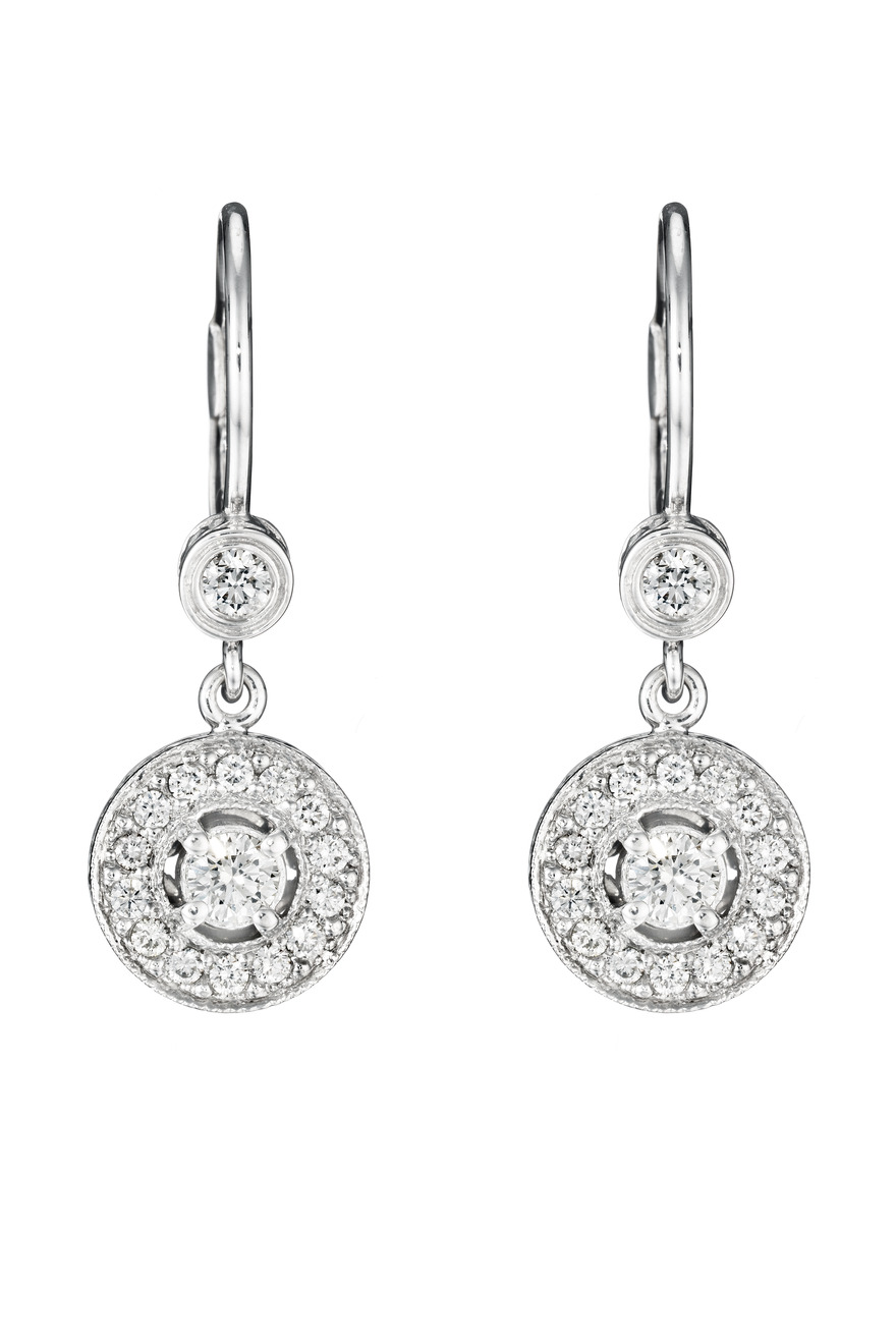White Gold Medium Pave Diamond Earrings