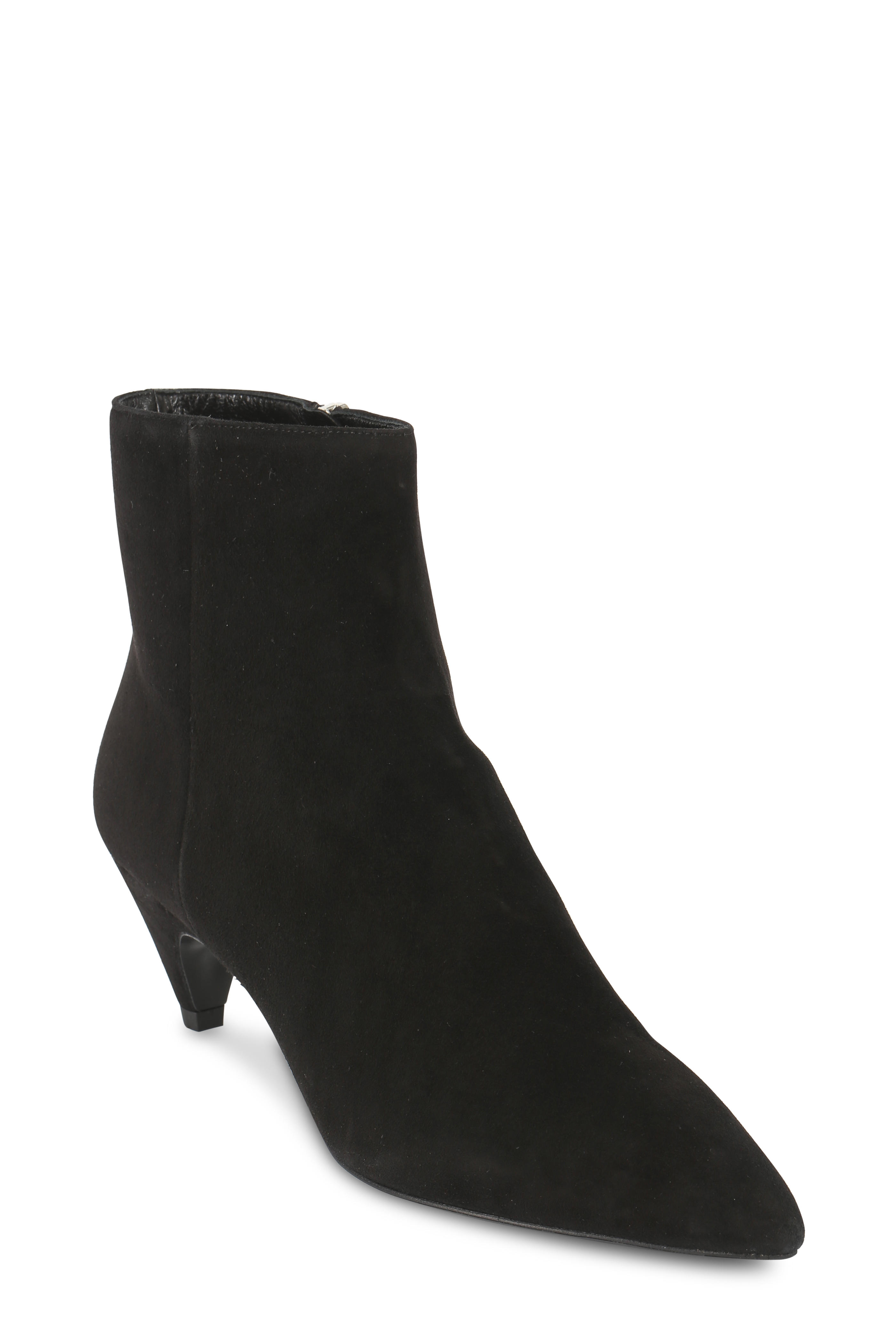 black cone heel ankle boots