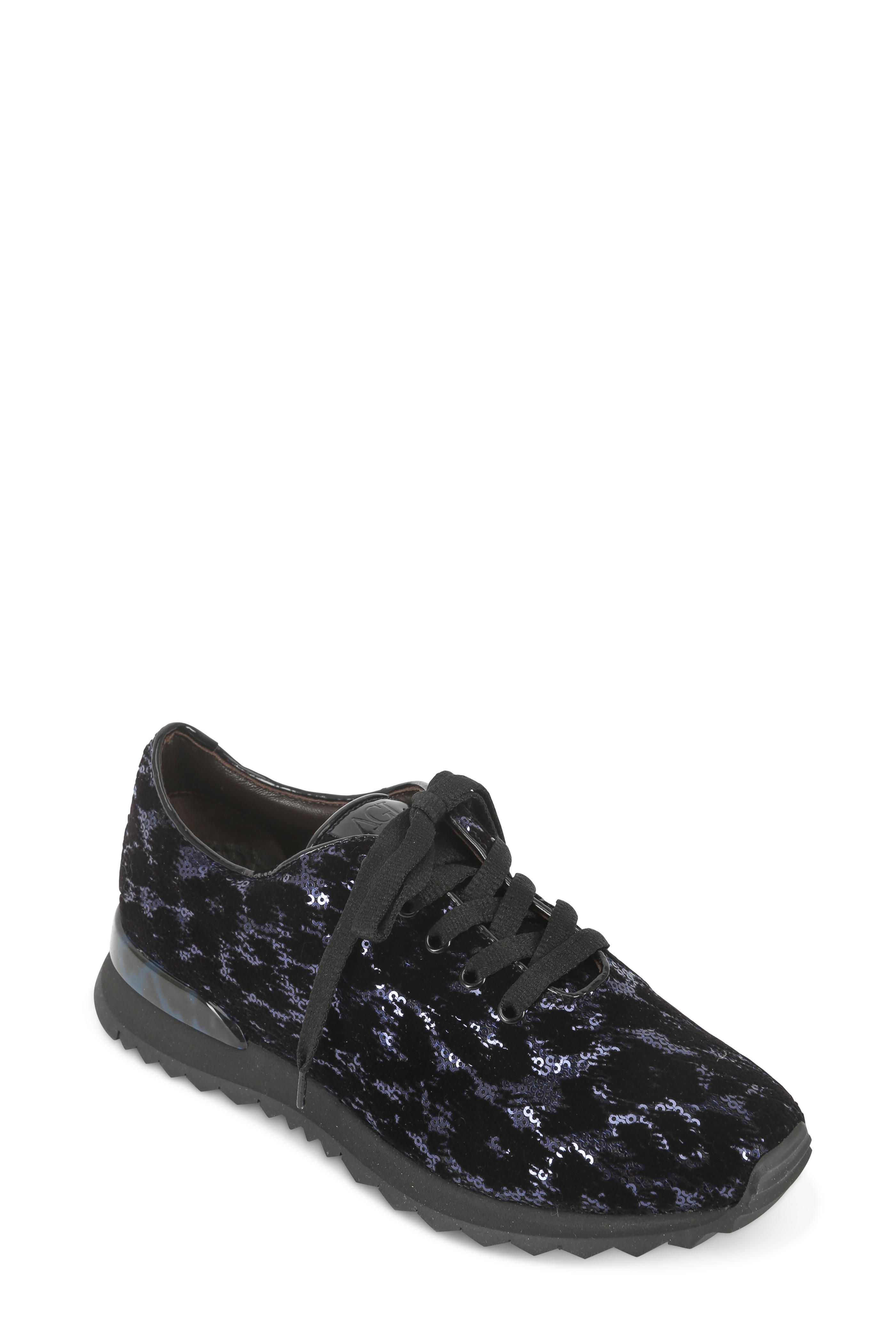 navy blue sequin sneakers