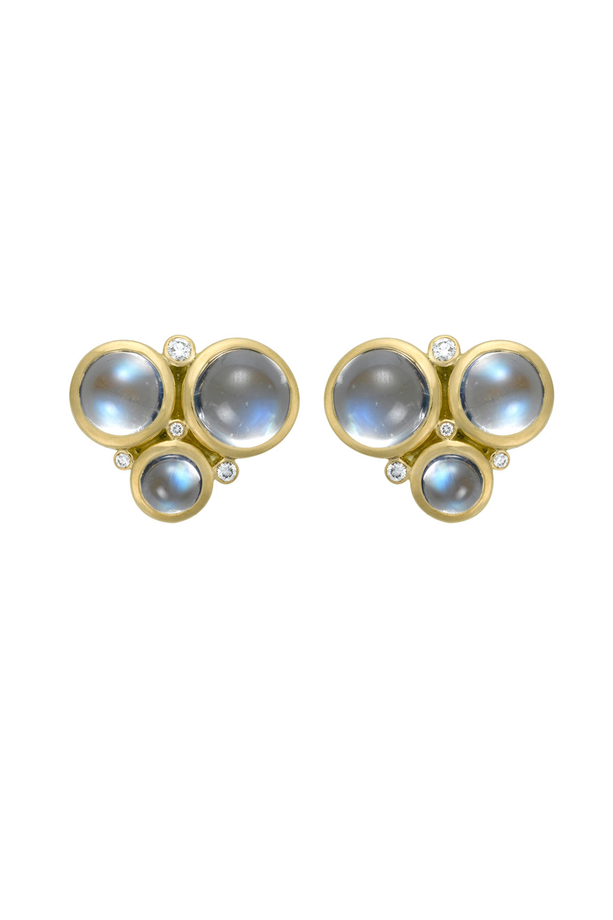 Blue Moonstone Trio Earrings