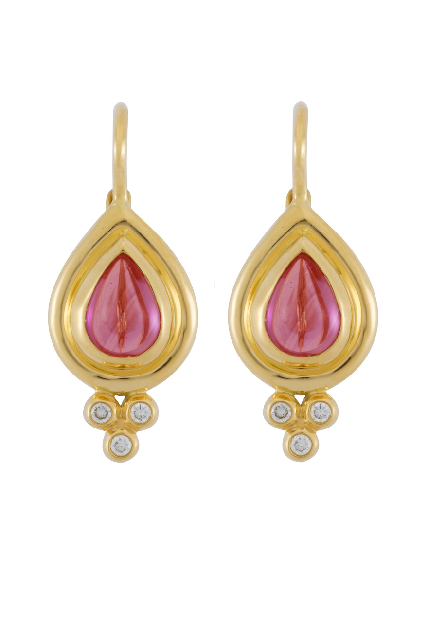 Yellow Gold Ruby Teardrop Earrings