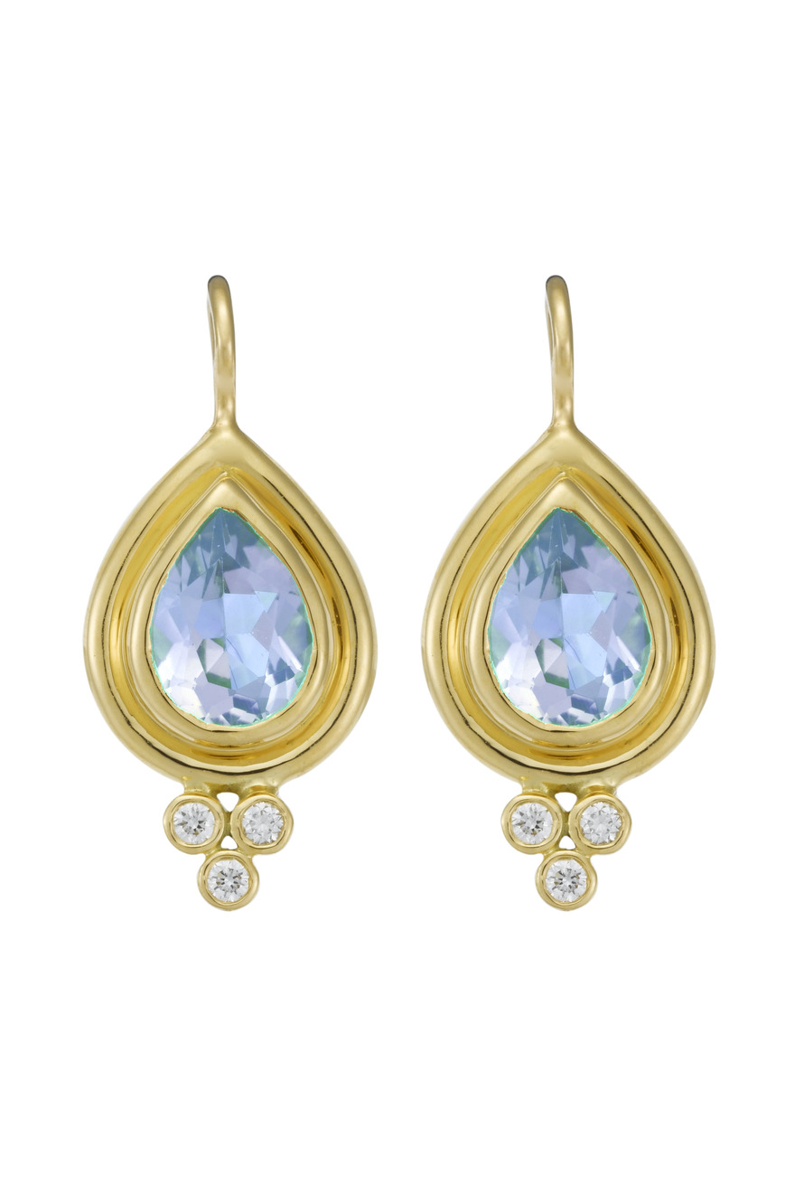 Aqua Diamond Faceted Earrings