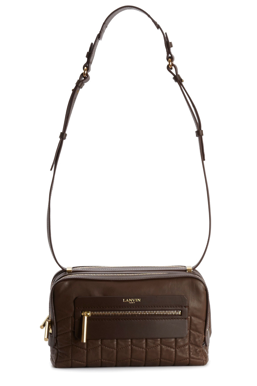Padam Brown Leather Double Zip Crossbody