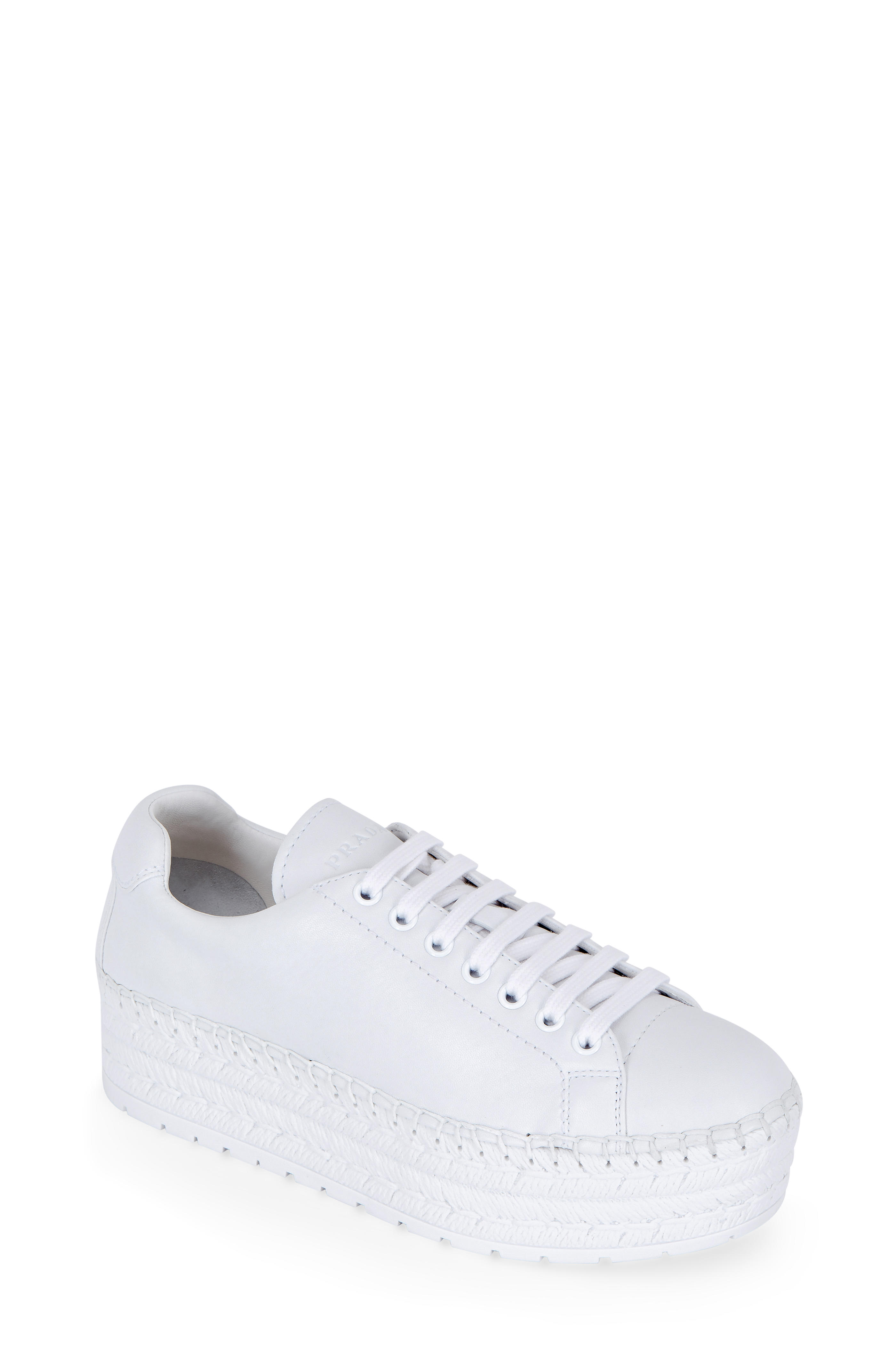 prada white platform sneakers