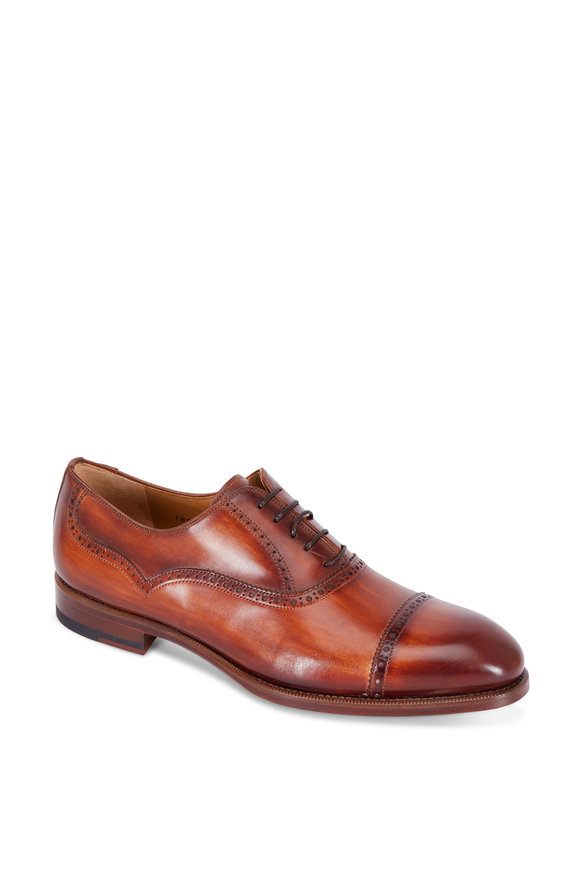 Bontoni - D'Amore New Wood Leather Cap-Toe Derby Shoe | Mitchell Stores