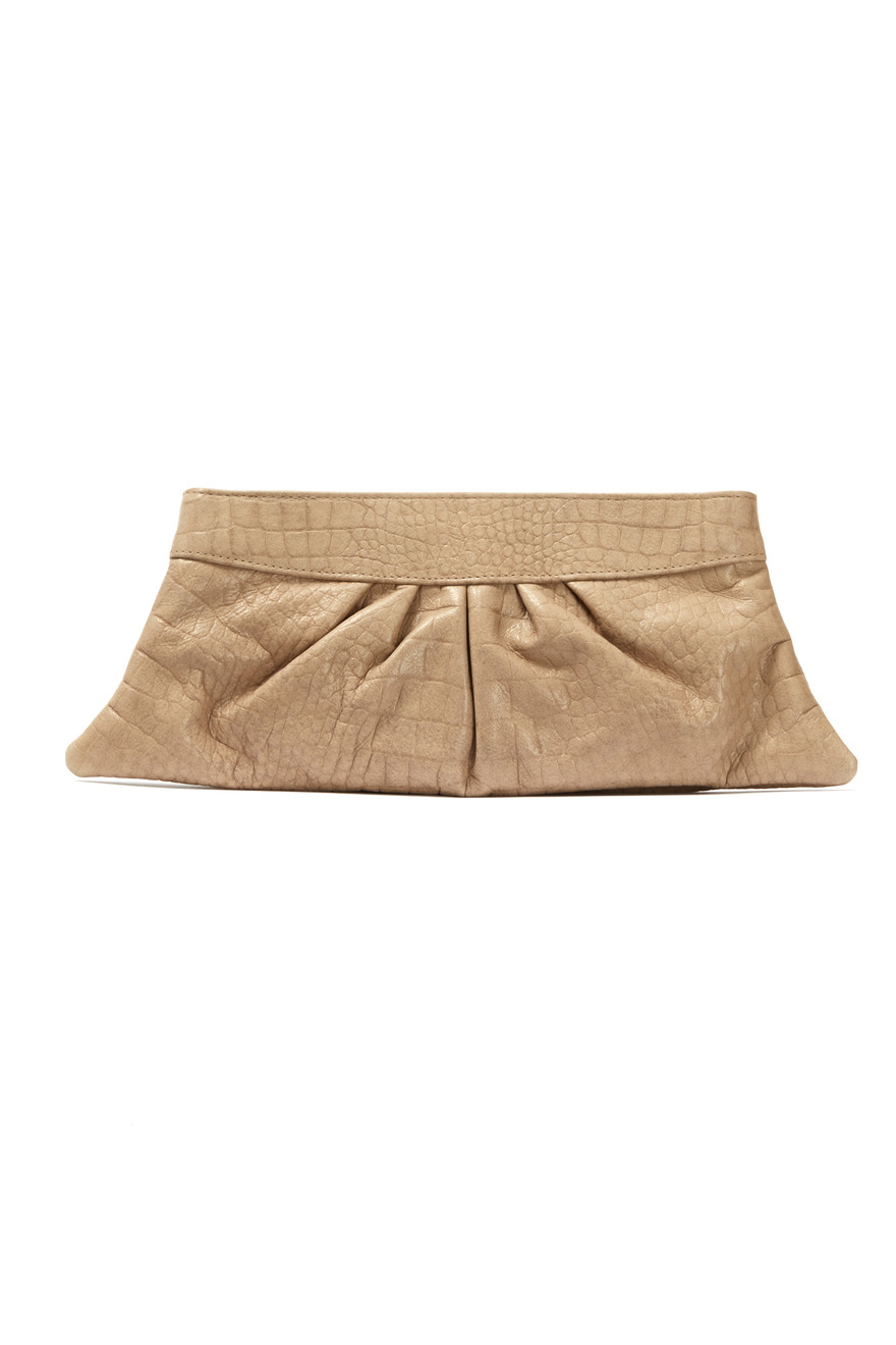 Louise Beige Crocodile Clutch