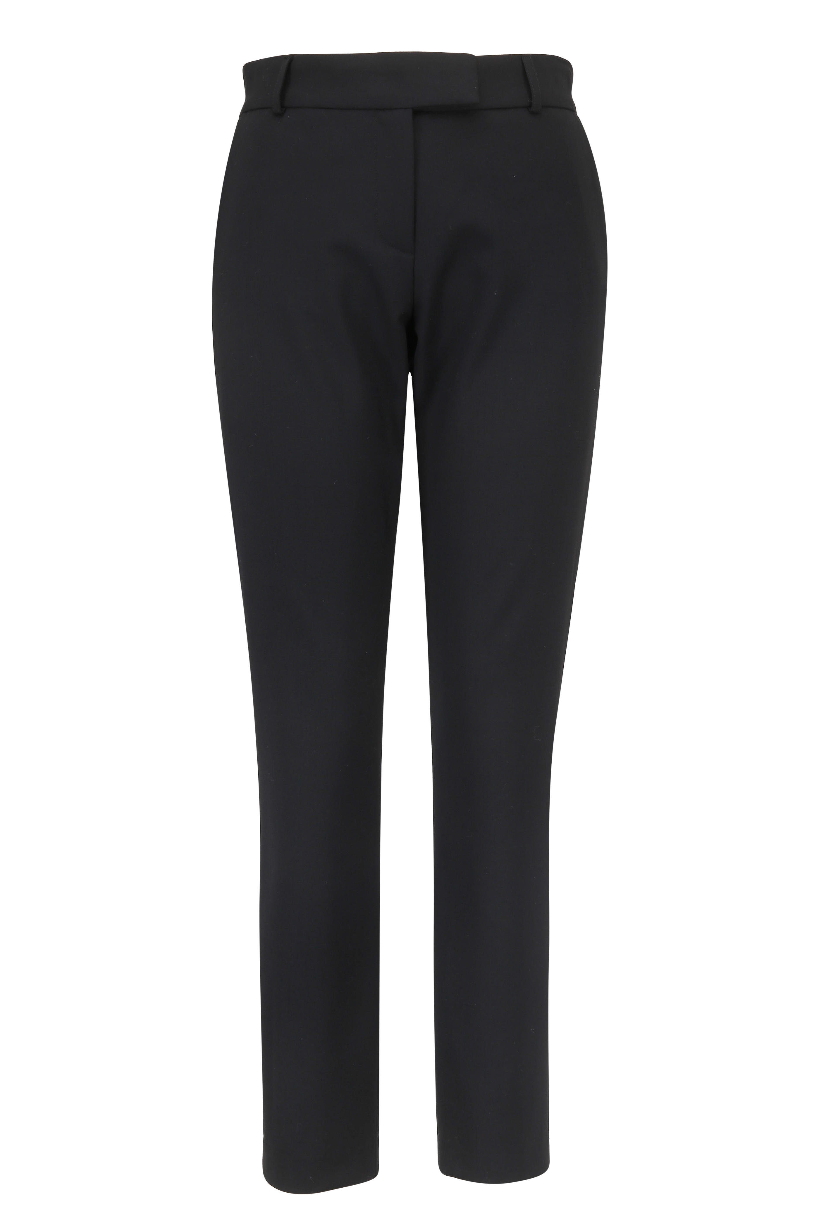 black stretch tapered trousers
