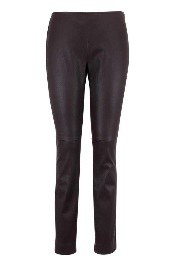 Pantalon En Cuir AKRIS Fria - Leggings Slim Taille 10 - Gris - Neuf Avec étiquettes