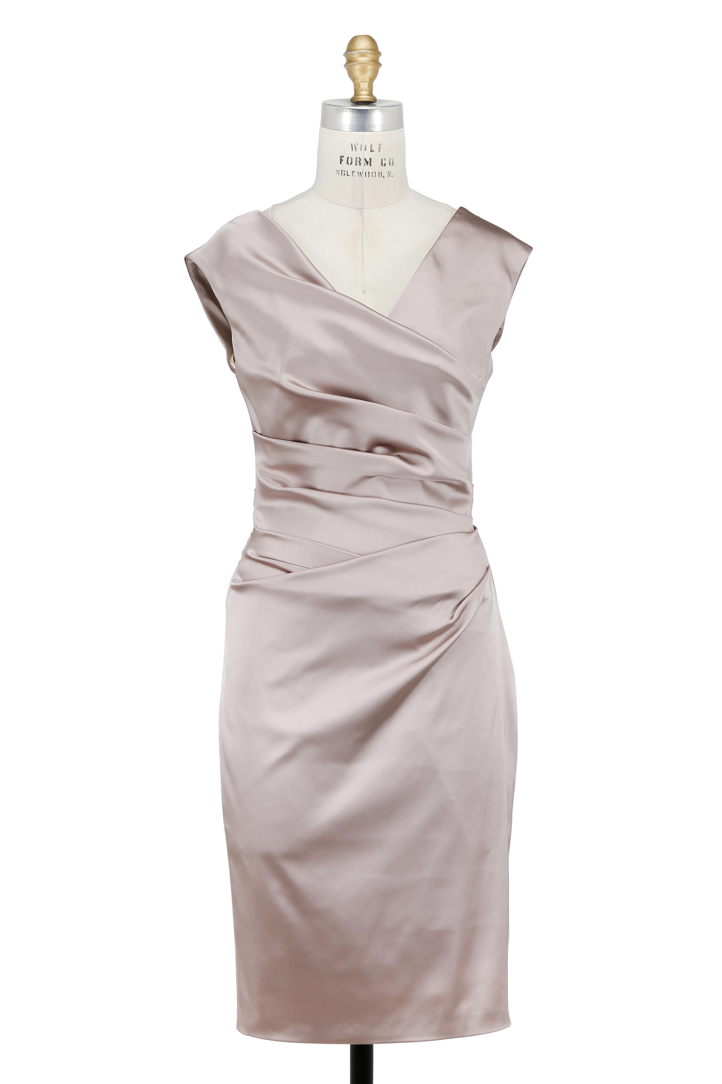 oyster satin cocktail dress