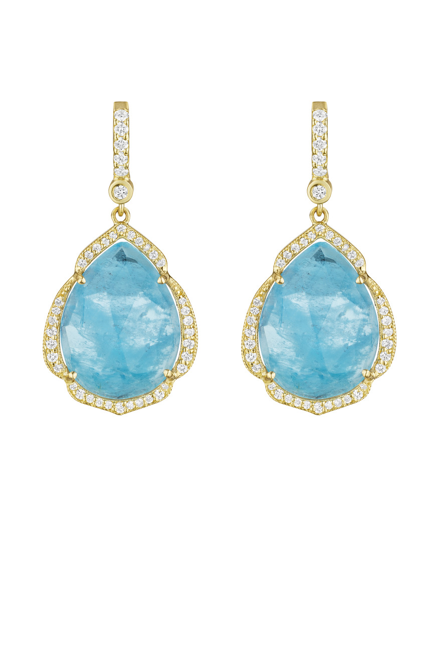 Pearshape Aquamarine Gemstone Dangle Earrings