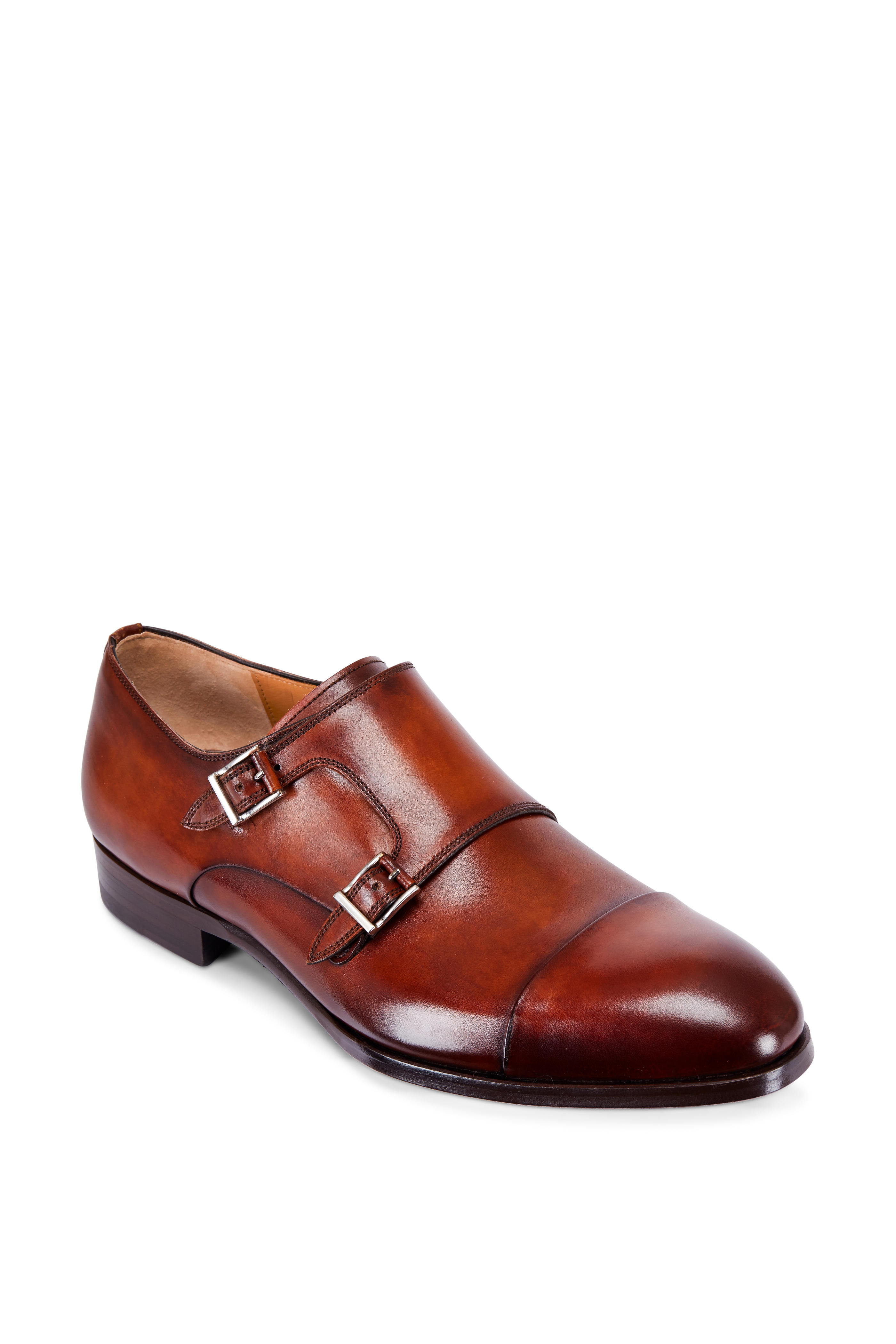 magnanni double monk strap cognac