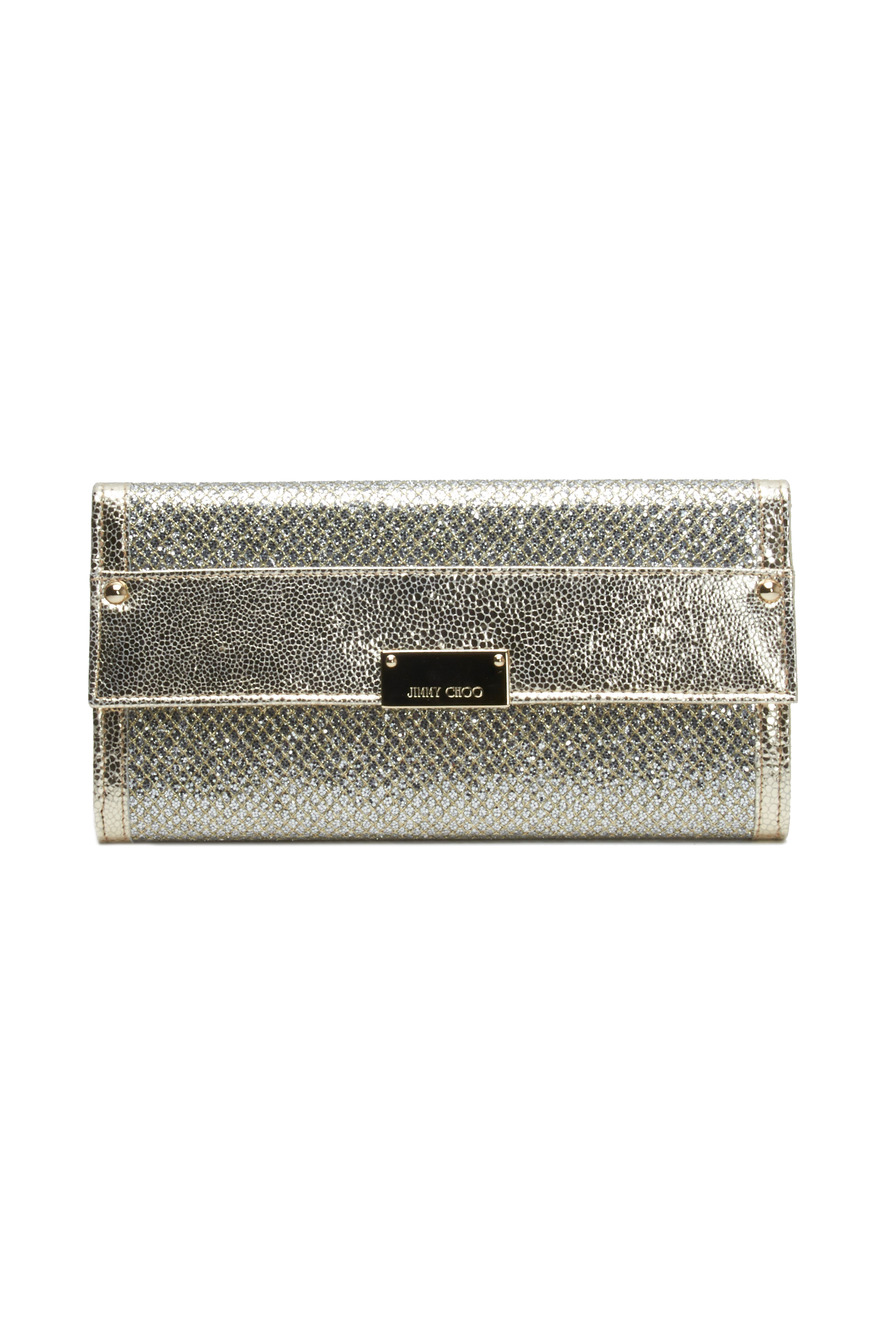 Reese Champagne Glitter Leather Clutch