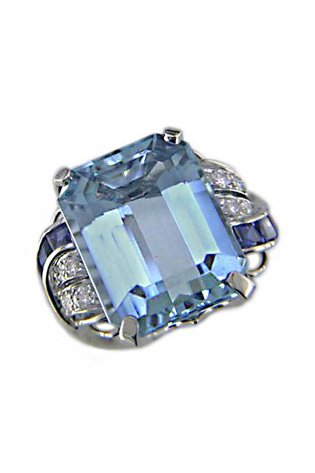 Aquamarine Sapphire Diamond Ring