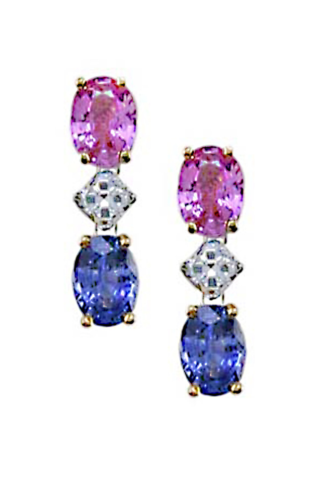 Platinum Sapphire Diamond Dangle Earrings