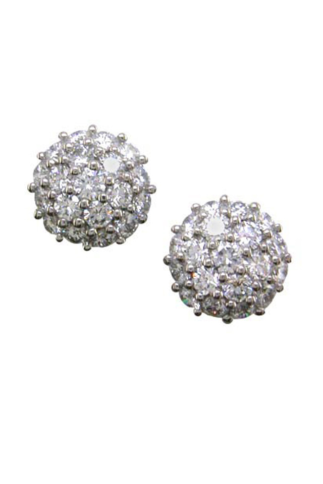 Platinum Diamond Button Earrings