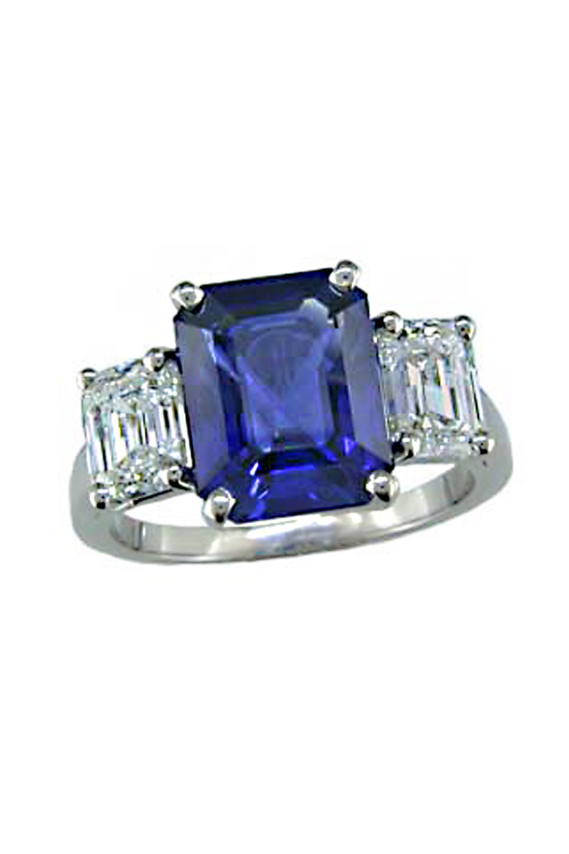 Platinum Diamond Sapphire Ring