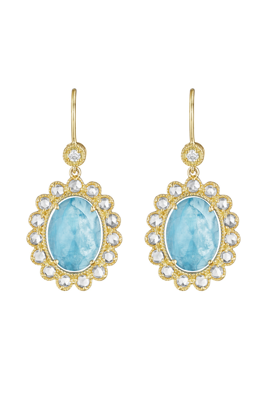 Gold Aquamarine Dangle Earrings