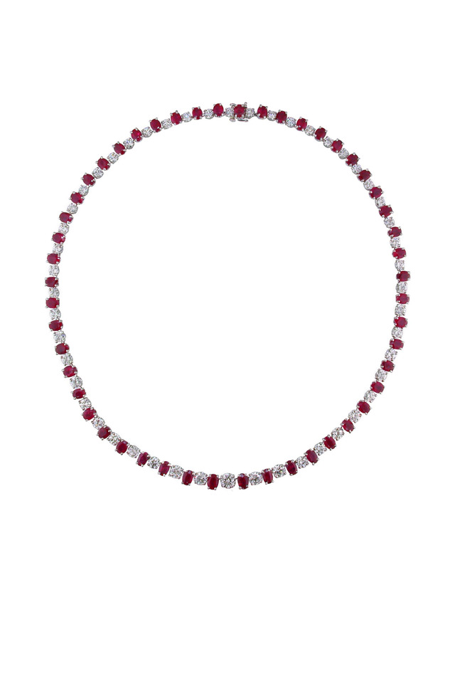 Platinum Ruby Diamond Necklace