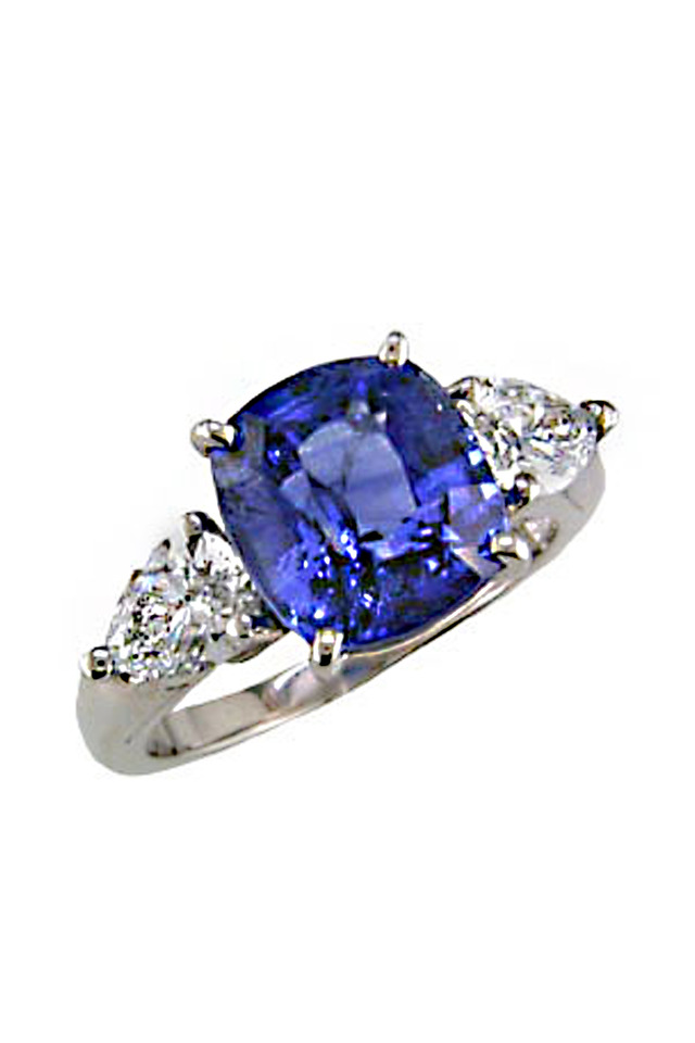 Blue Sapphire & Diamond Platinum Ring