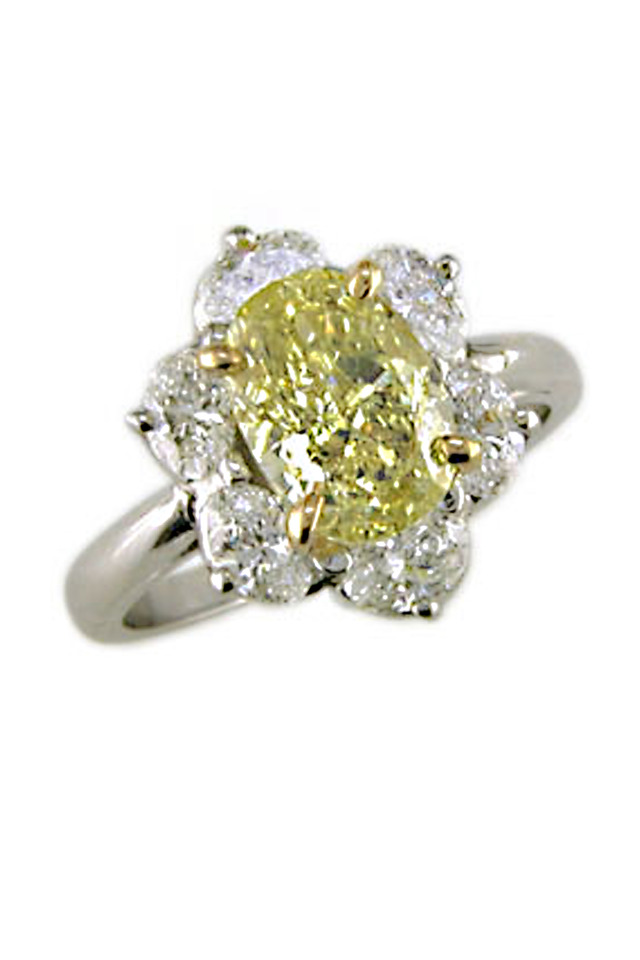 Yellow and White Diamond Ring