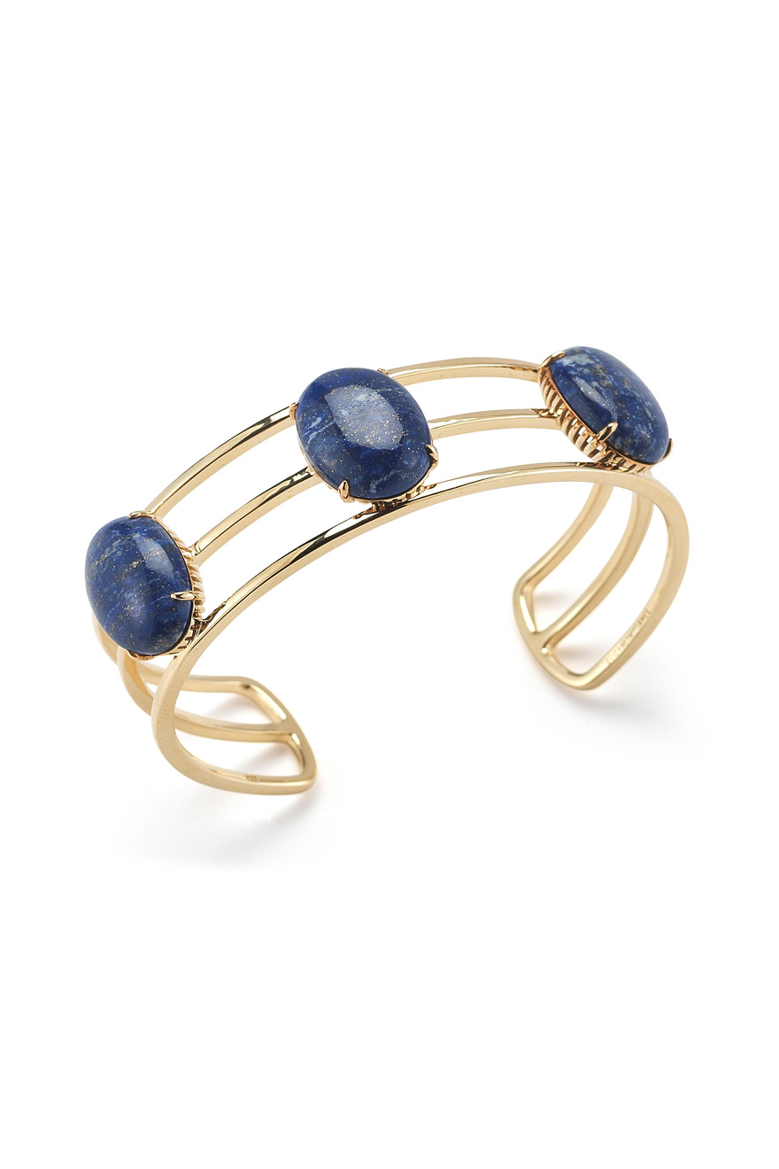 Gold Plated Berlin Oval Cabochon Cuff With Blue Lapis