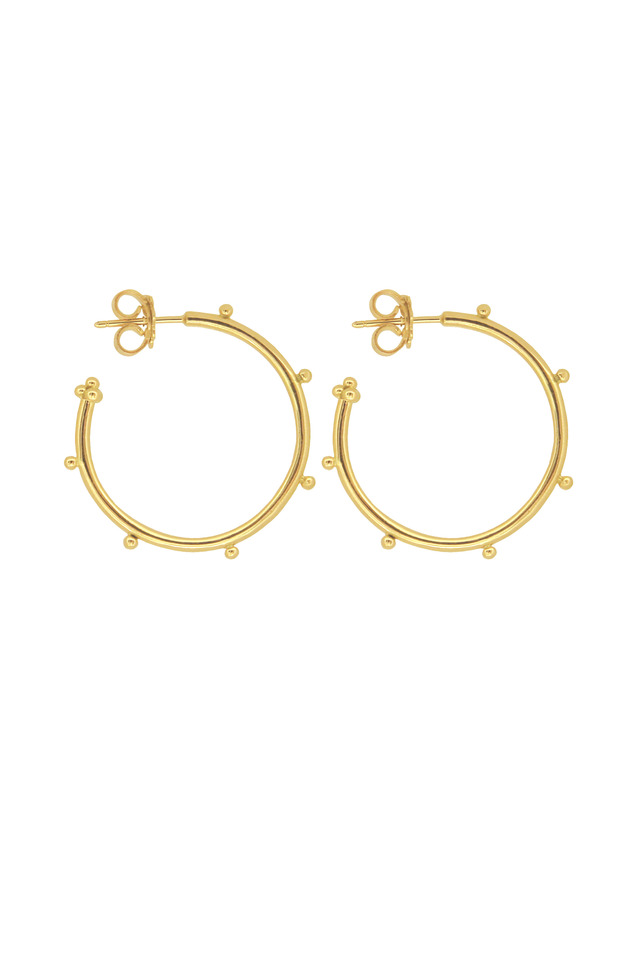 Gold Granule Hoop Earrings