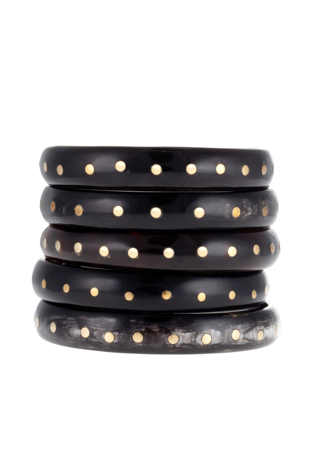 Bronze And Dark Horn Bangles, Set Of Five