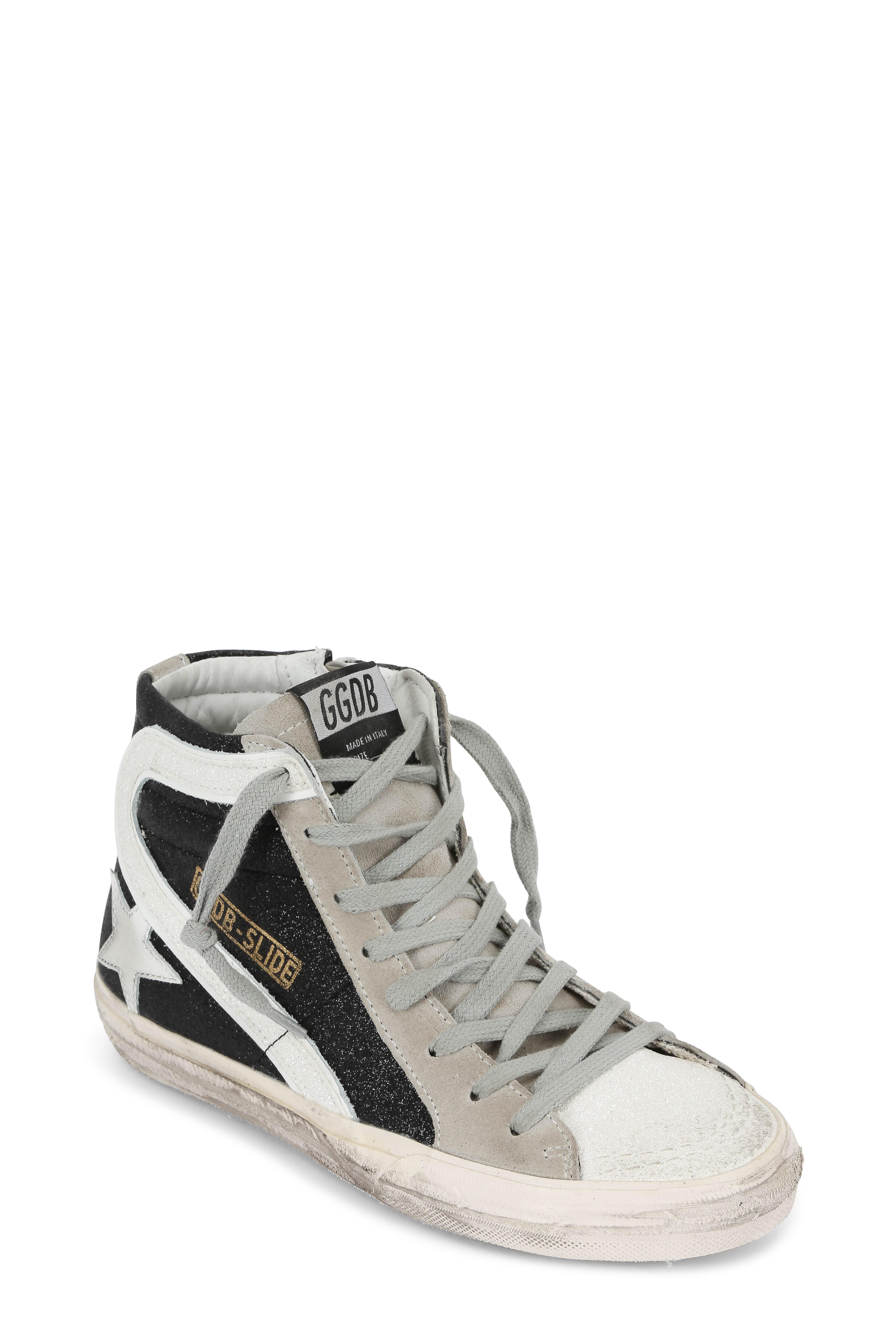 golden goose black studded slide sneakers