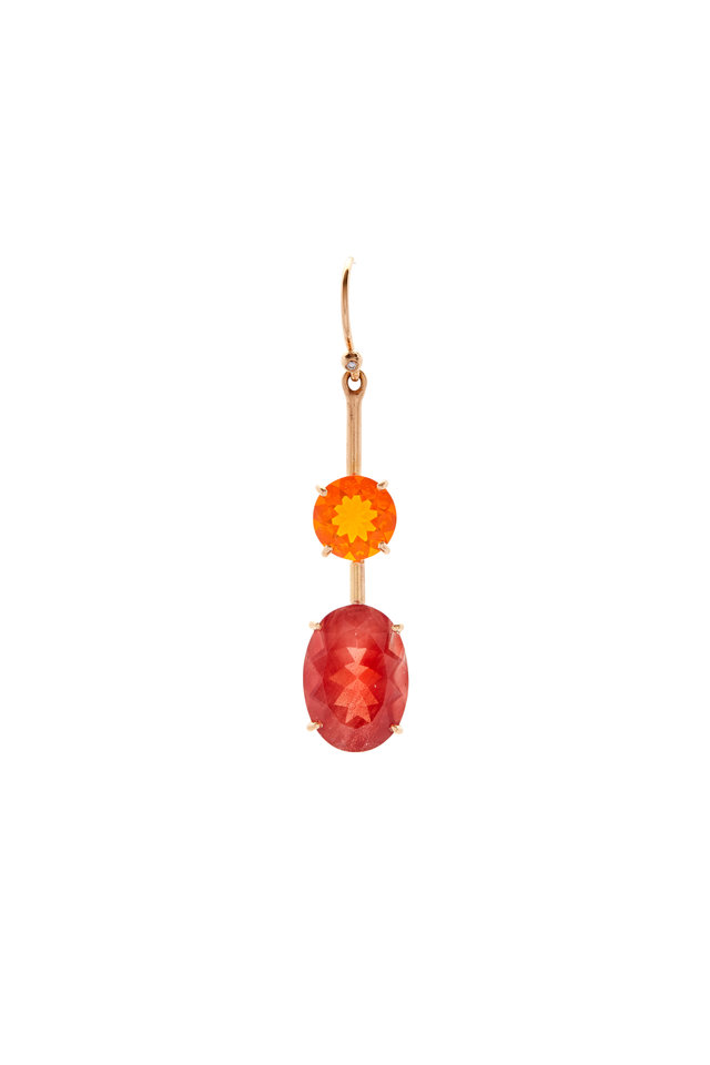 18K Rose Gold Fire Opal & Sunstone Earrings