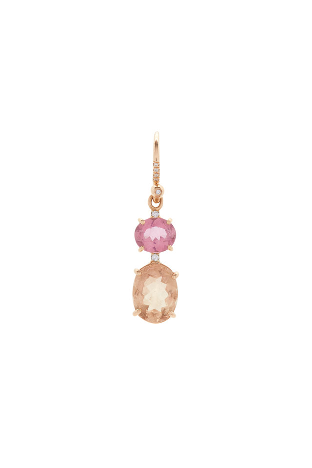 18K Rose Gold Tourmaline & Diamond Earrings